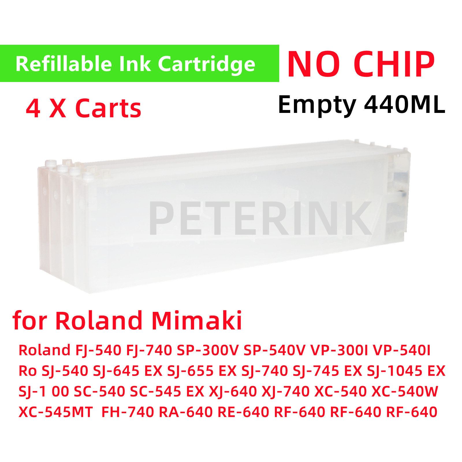 Empty 440ML Refillable Ink Cartridge 4 Roland Mutoh Mimaki SJ-745 EX SJ-1045 EX
