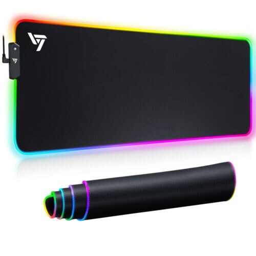 VicTsing RGB LED Gaming Mouse Pad Large Extended Mousepad Keyboard Anti-slip Mat