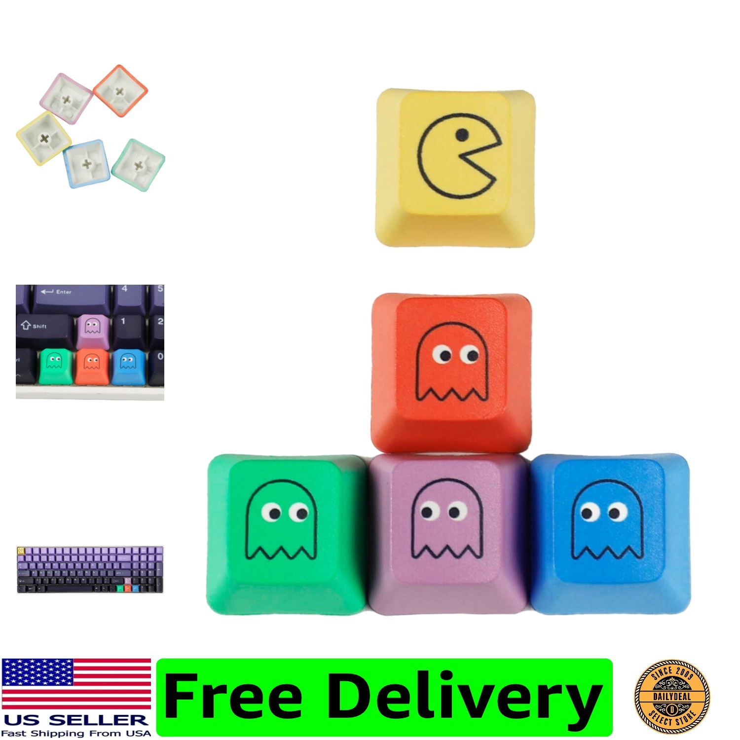 OEM Profile Pac-man Five Dye PAC PBT Key caps Custom Sublimation keycaps for ...