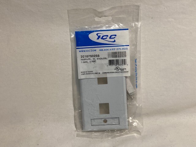 ICC Classic Stainless Steel Faceplate w/ 2 Ports for EZ/HD Style in Single Gang