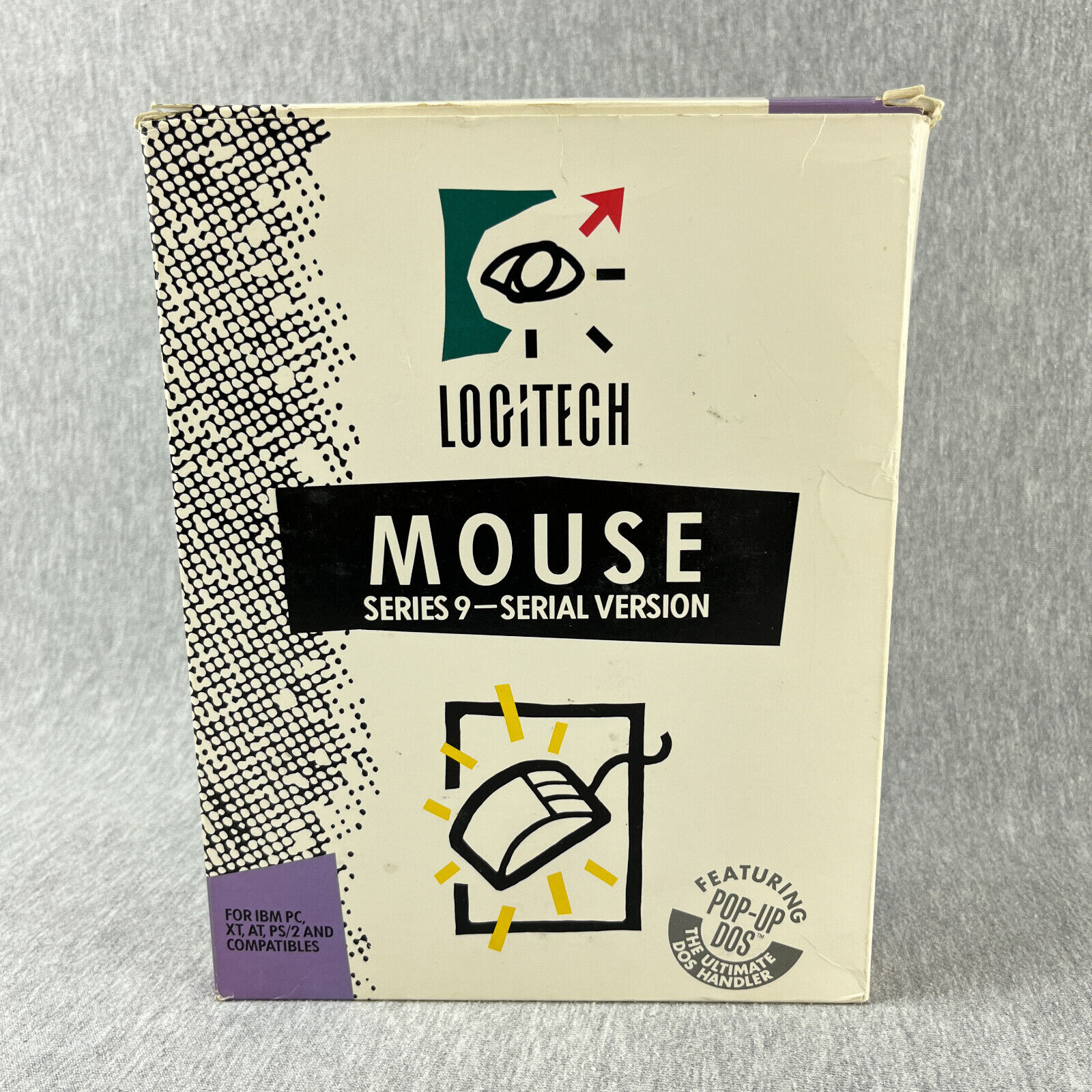 Vintage Logitech Mouse Series 9 - Serial Version 3-Button 1989 IBM PC Pop-Up DOS