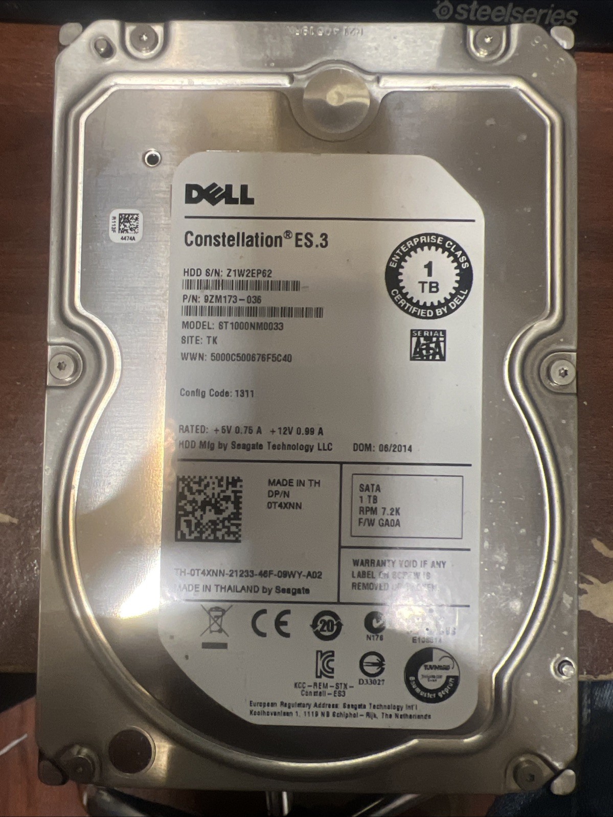 Dell Constellation ES.3 ST1000NM0033 1TB 3.5in SATA 7200RPM 64MB Hot Swap