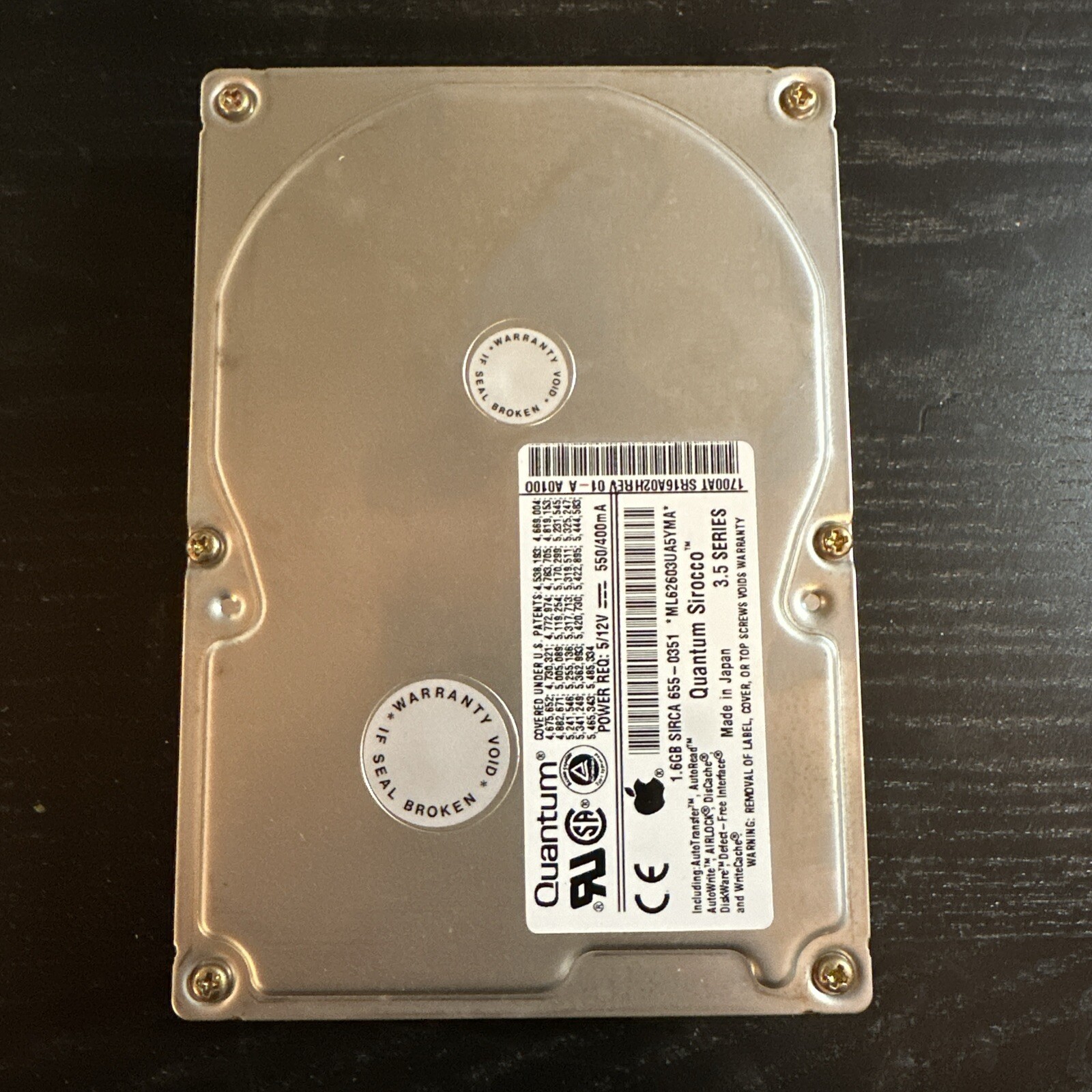 Quantum Sirocco Apple 655-0351 1700AT SR16A02H A011 1.6GB IDE HDD Hard Drive