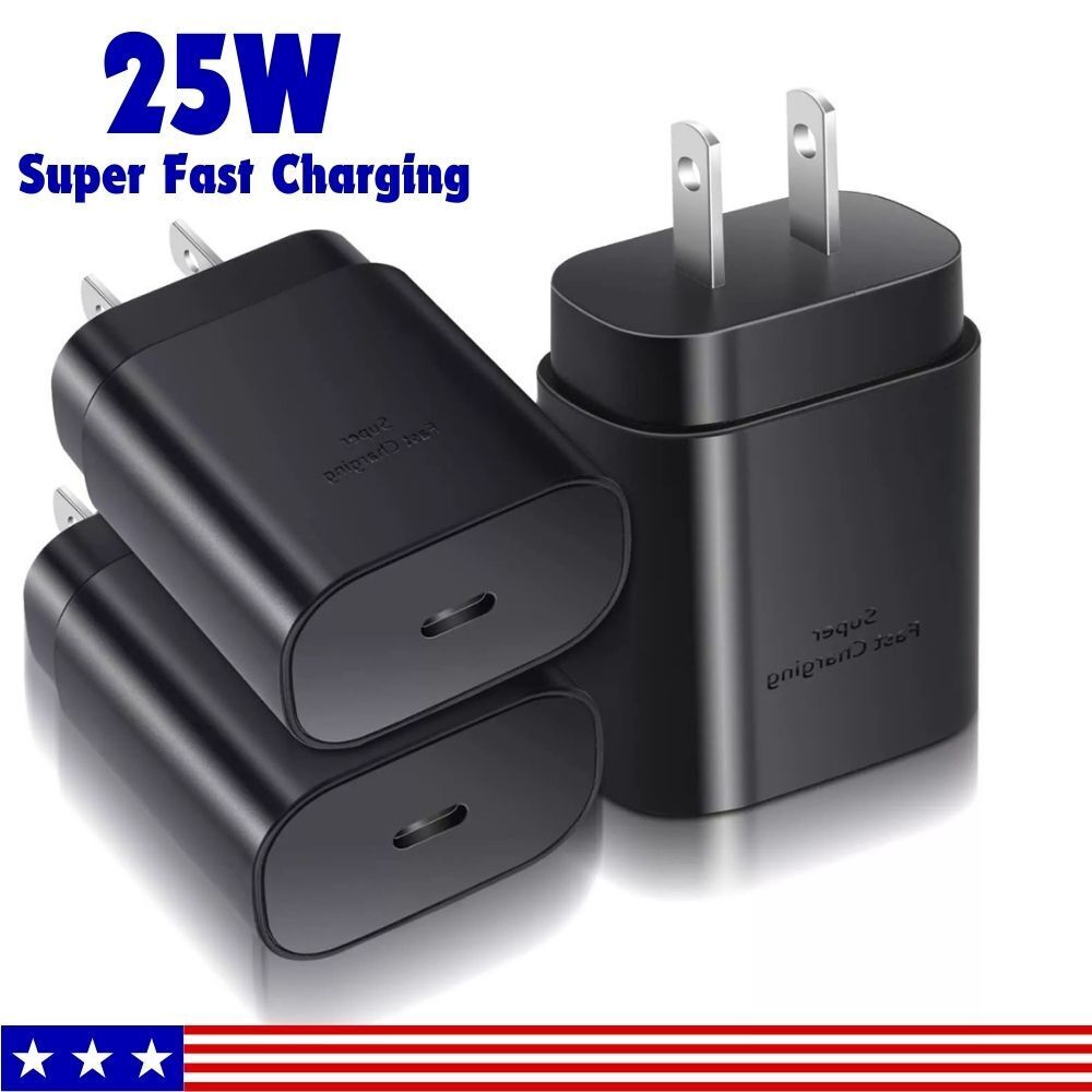 3X 25W Super Fast Wall Charger Samsung Type USB-C Charger For S23 S22 S20 S21+