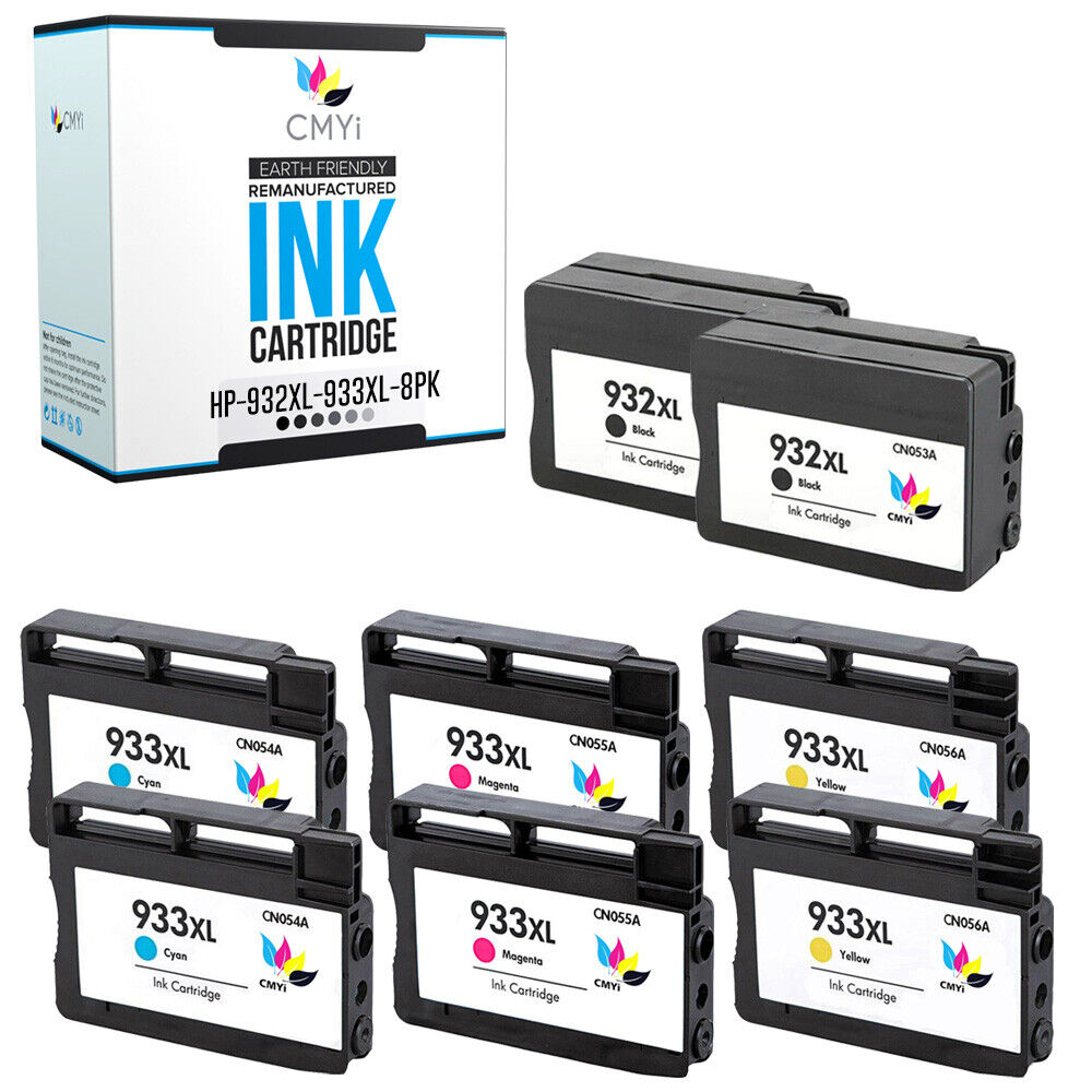 8 PK 932XL 933XL Ink Cartridge for HP Black Color Officejet 6100 6600 7110 7510