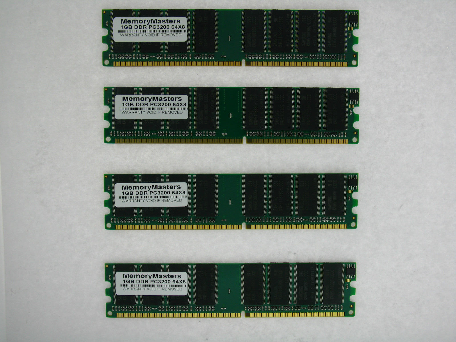 4GB 4x1GB PC3200 DDR400 400MHz Non-ECC 184-pin DIMM Desktop Memory Low Density