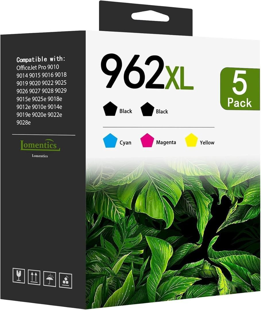 962XL Ink Cartridges Combo Pack (5-Pack, 2Black/1Cyan/1Magenta/1Yellow)