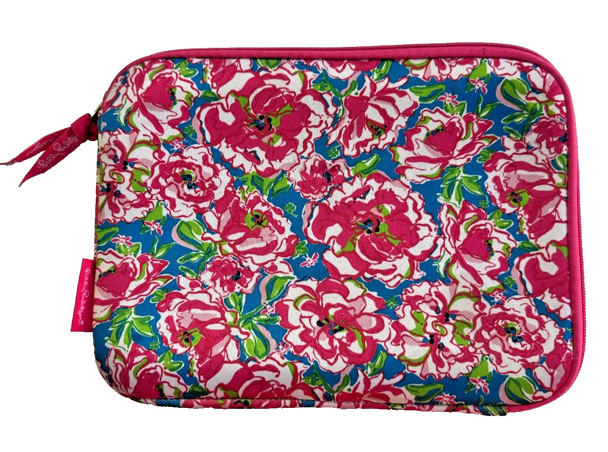 Lilly Pulitzer Neoprene Tech Sleeve Flamingo Print Padded Zip Case Resort Chic