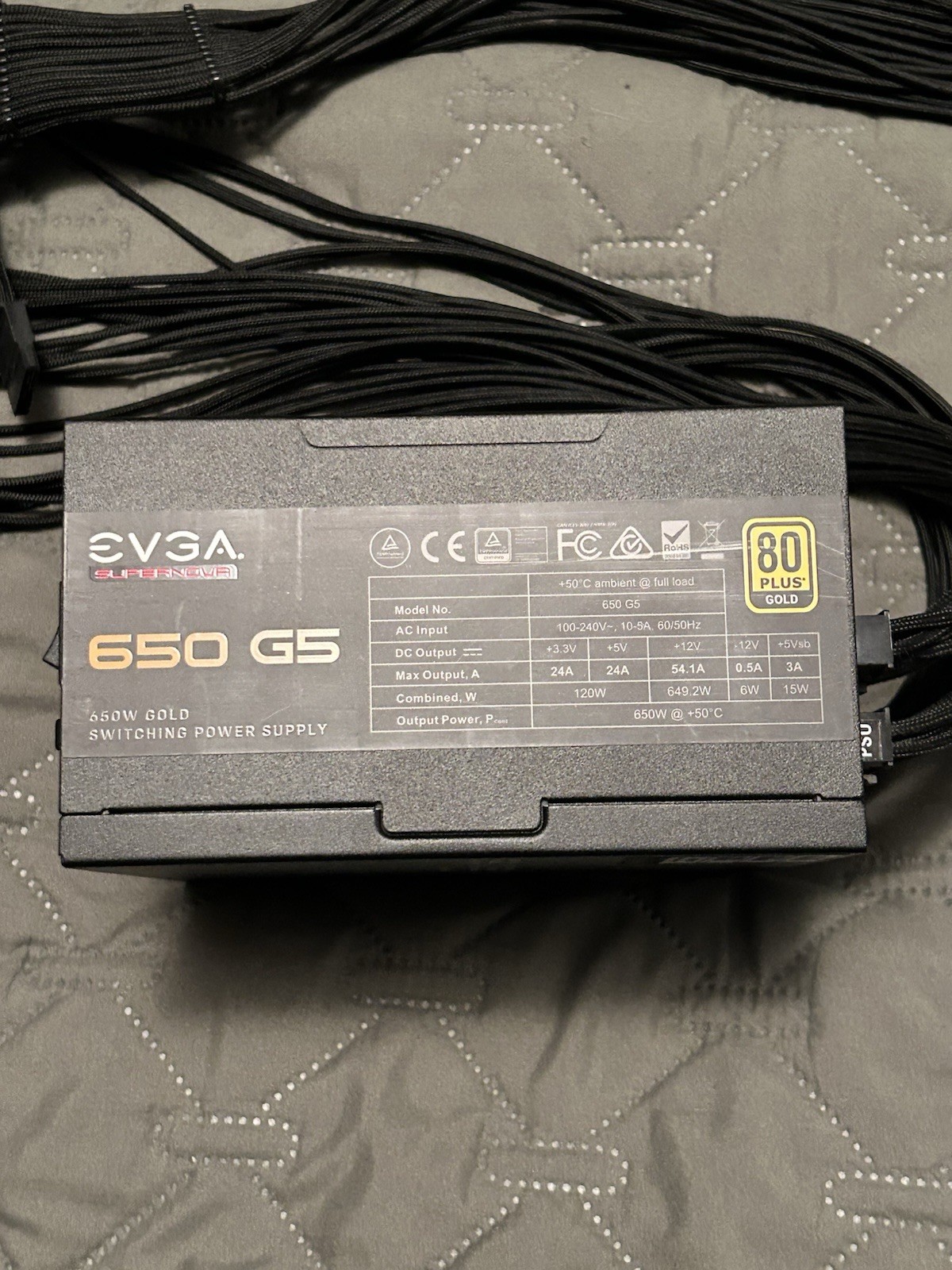 EVGA Supernova 650 G5 80+ Gold 650W Fully Modular PSU W/ Cable Mod Cables *SNDS*