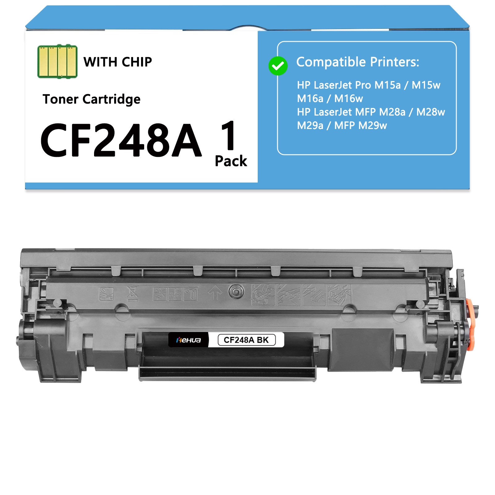1 Pack CF248A 48A Toner Cartridge for HP LaserJet MFP M28a/w M29a/w Pro M16a/w