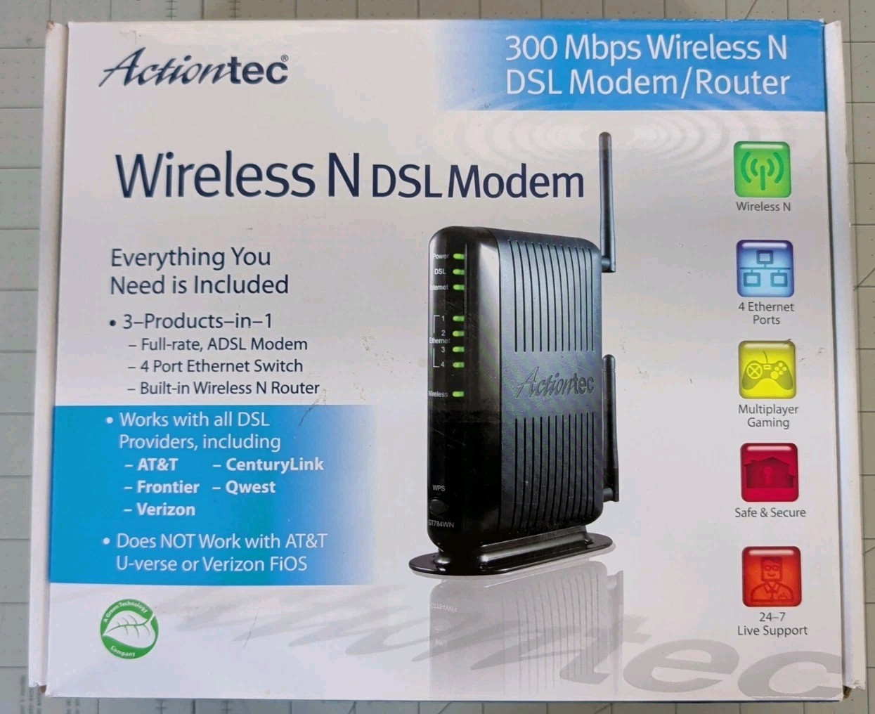 Actiontec GT784WN 4 Port  10/100 Wireless N DSL Modem / Router