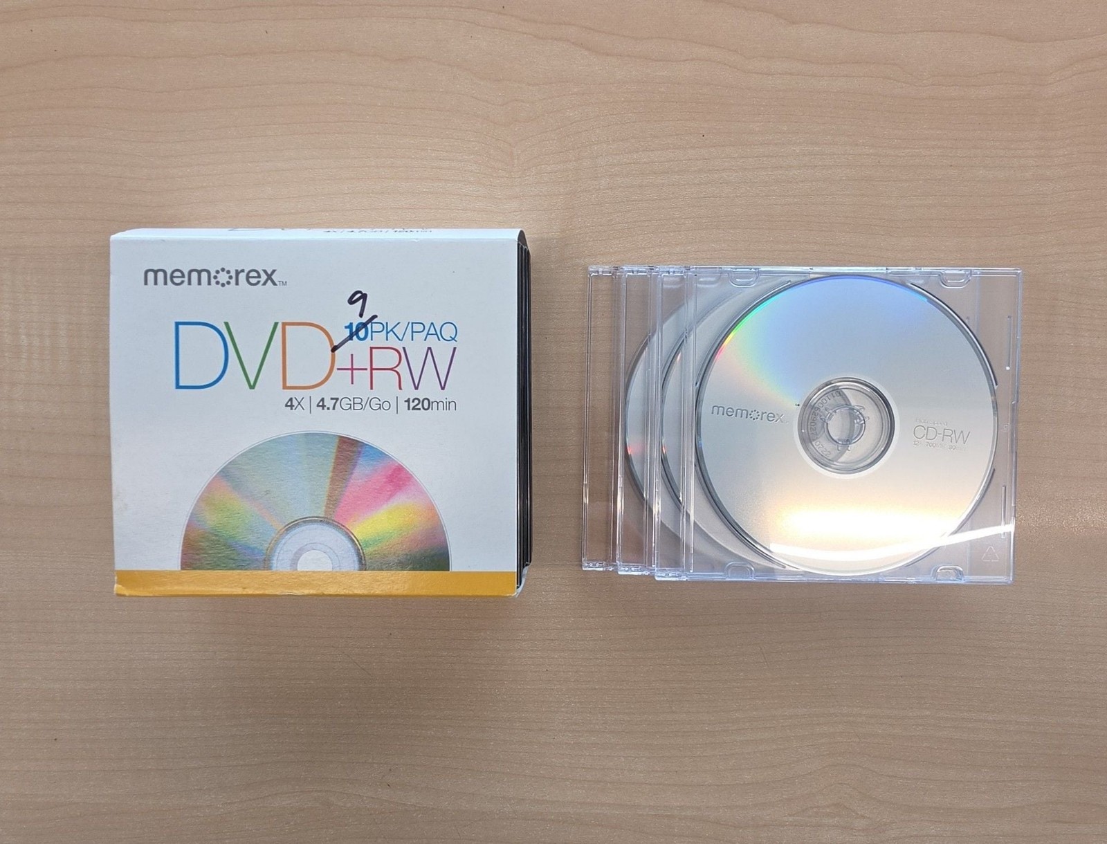 Memorex DVD+RW 9 Pack 4x 4.7GB 120 min & 3 Pack of CD-RW 11x 700 MB 80 Min New