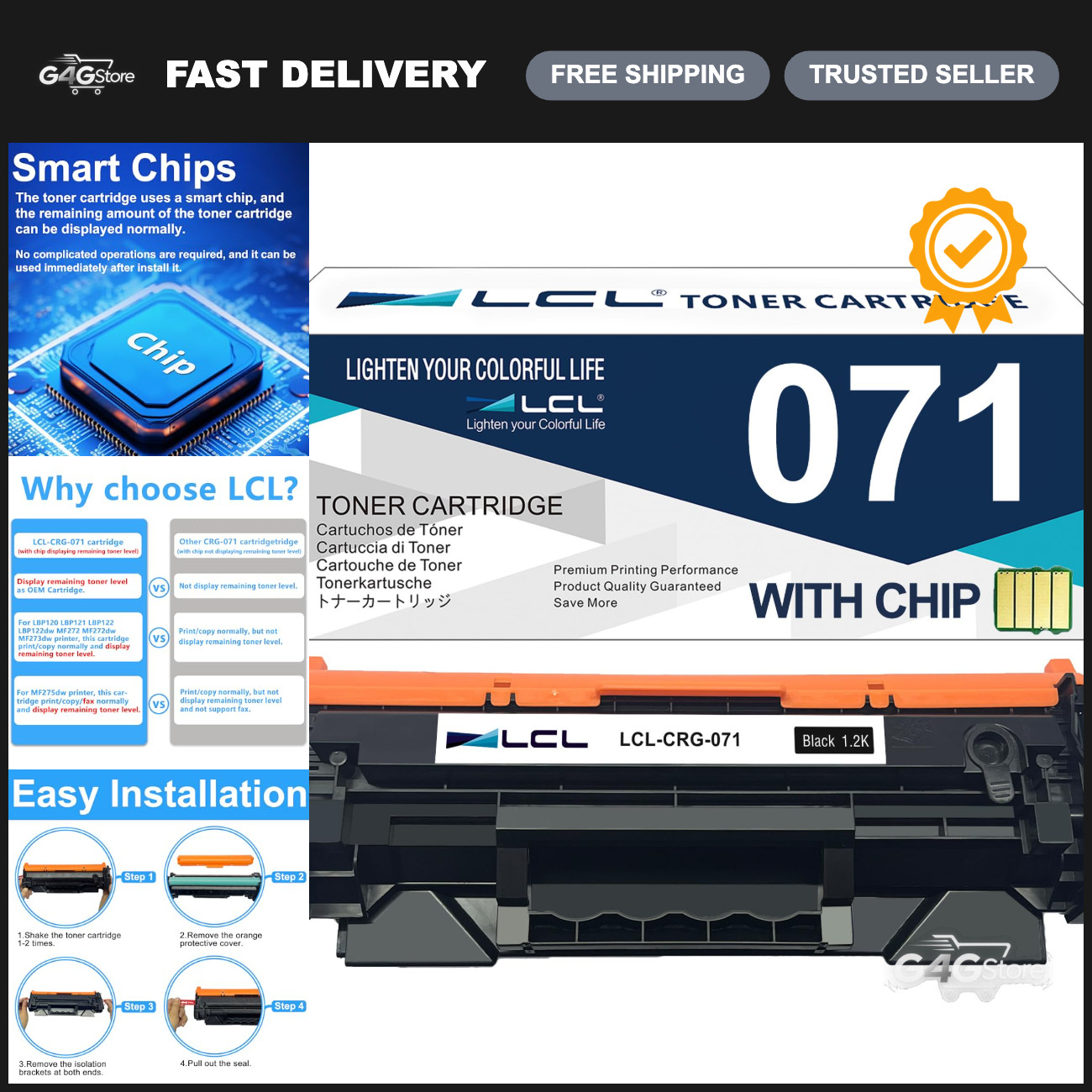 Compatible Black Toner Cartridge for Canon 071 071H - ImageCLASS LBP120 LBP122 M