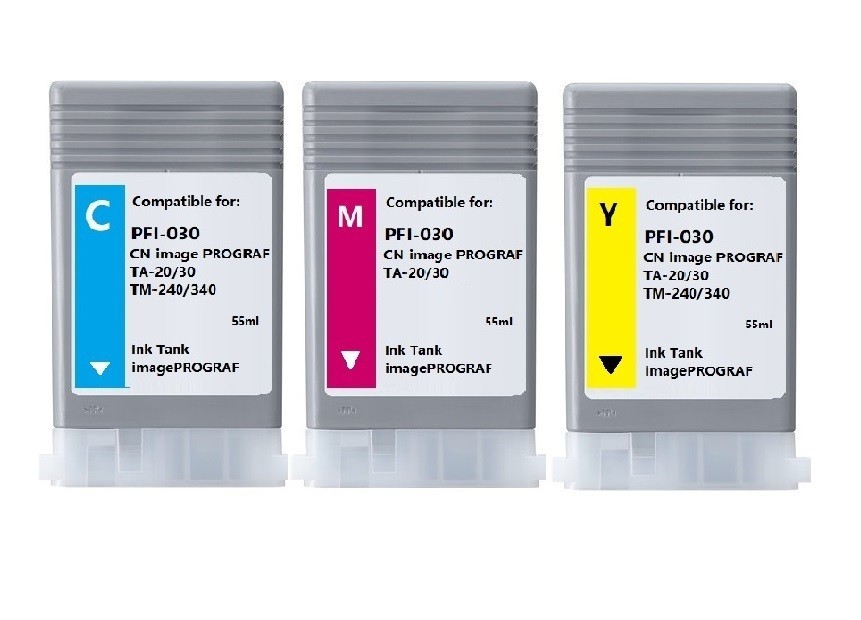 3 PK PFI030 CMY Color Ink Tank Cartridge for Canon  ImagePROGRAF TA-20 TA-30