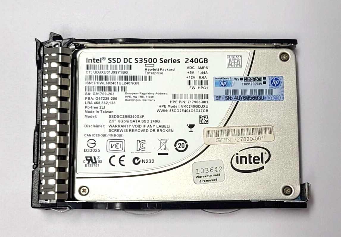 HPE 240GB 6G SATA VALUE ENDURANCE SFF 2.5IN SC ENT SSD 718137-001 717969-B21