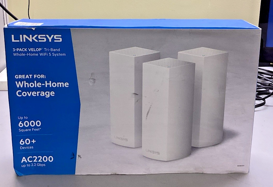 LINKSYS AC2200 3-PACK VELOP TRI-BAND WHOLE HOME WIFI 5 SYSTEM