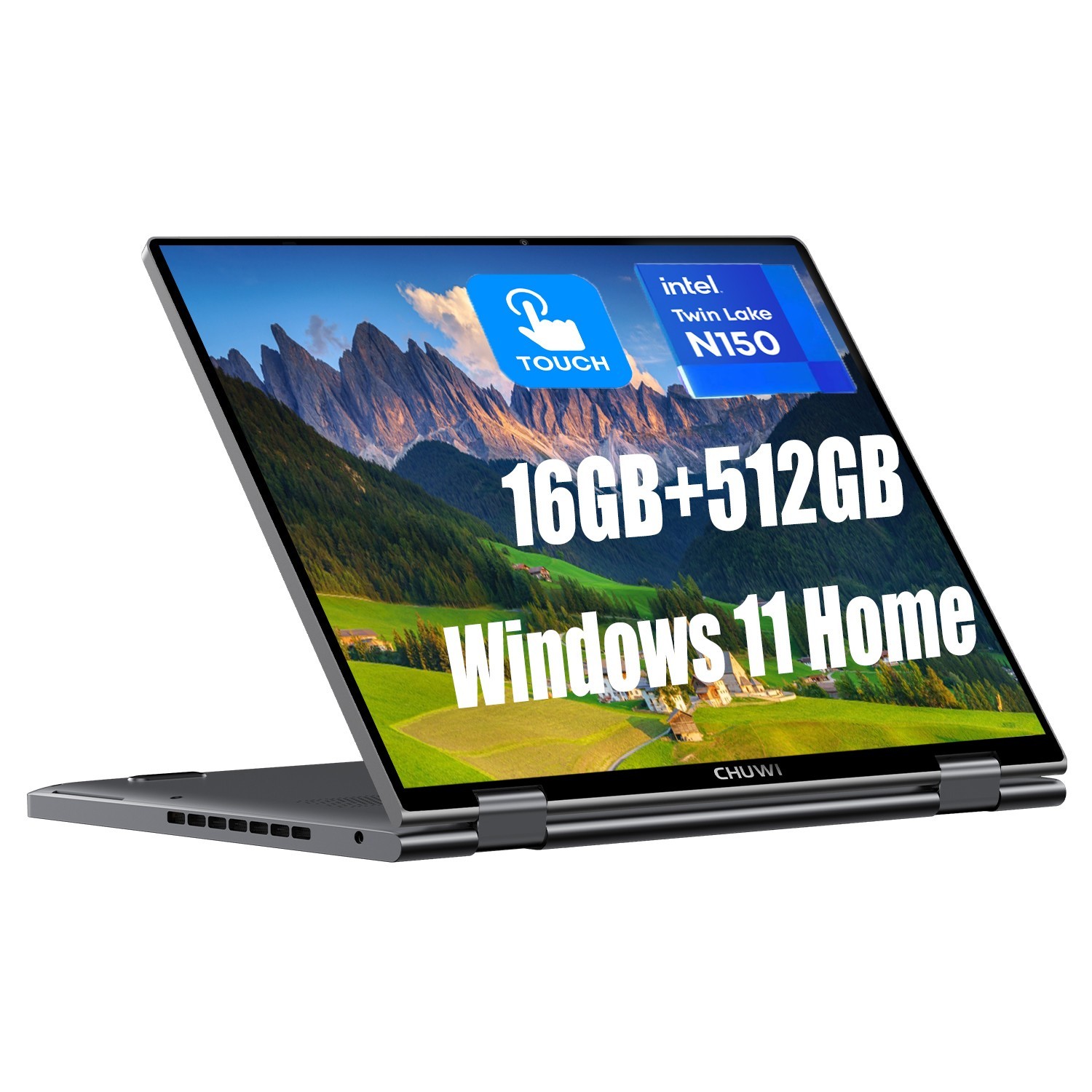 CHUWI 10.51'' MiniBook X Windows 11 Laptop LPDDR5 16GB 512GB SSD Intel N150