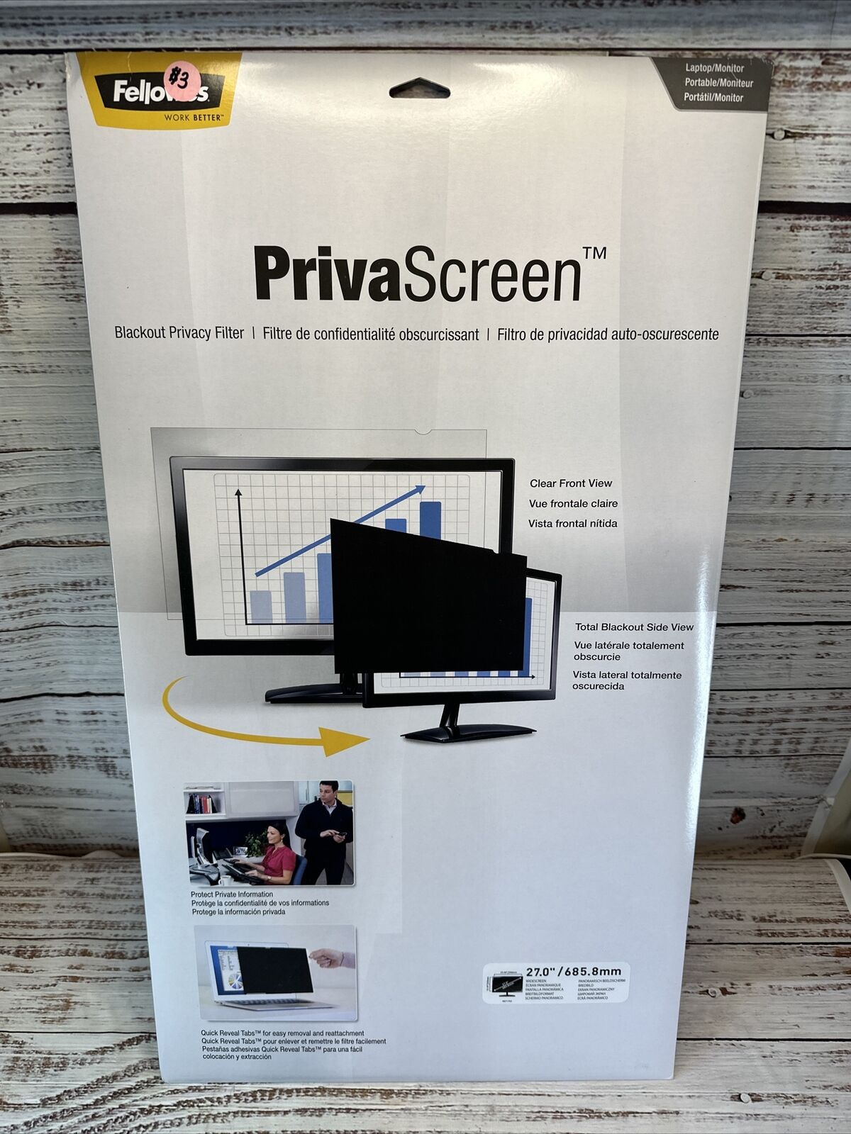 NEW SEALED Fellowes PrivaScreen™ Blackout Privacy Filter - 27.0