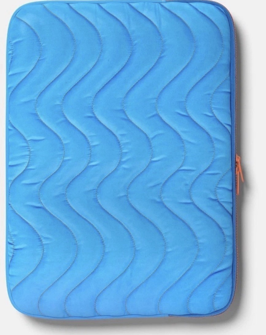 Heyday Bright Blue Puffy Tablet/Laptop Sleeve Up to 14” Orange Zipper  Travel