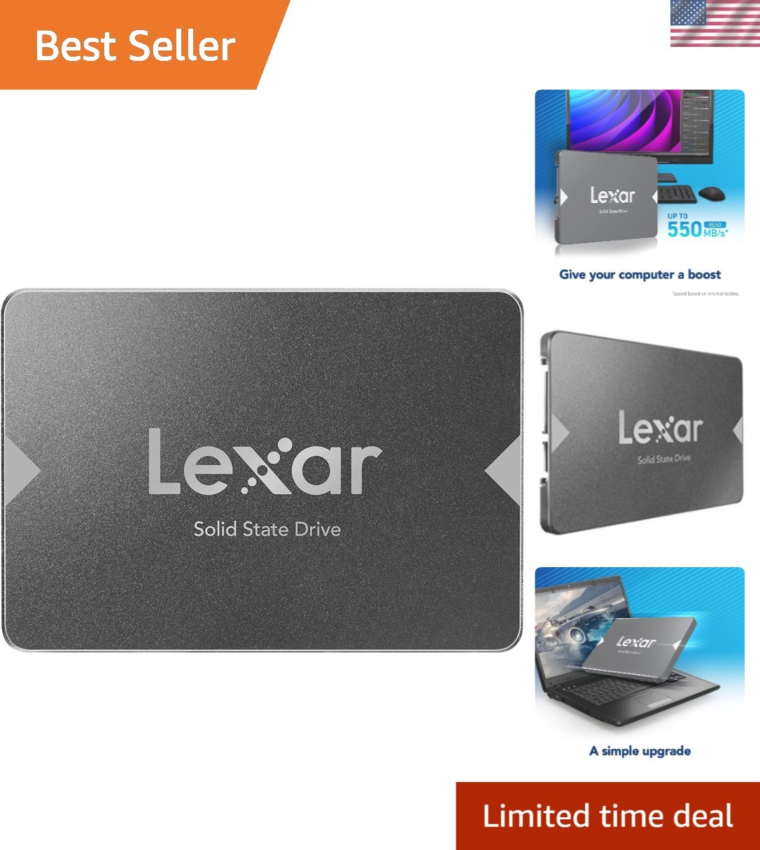 512GB NS100 Internal SSD 2.5" SATA III, 550MB/s Read, Gray
