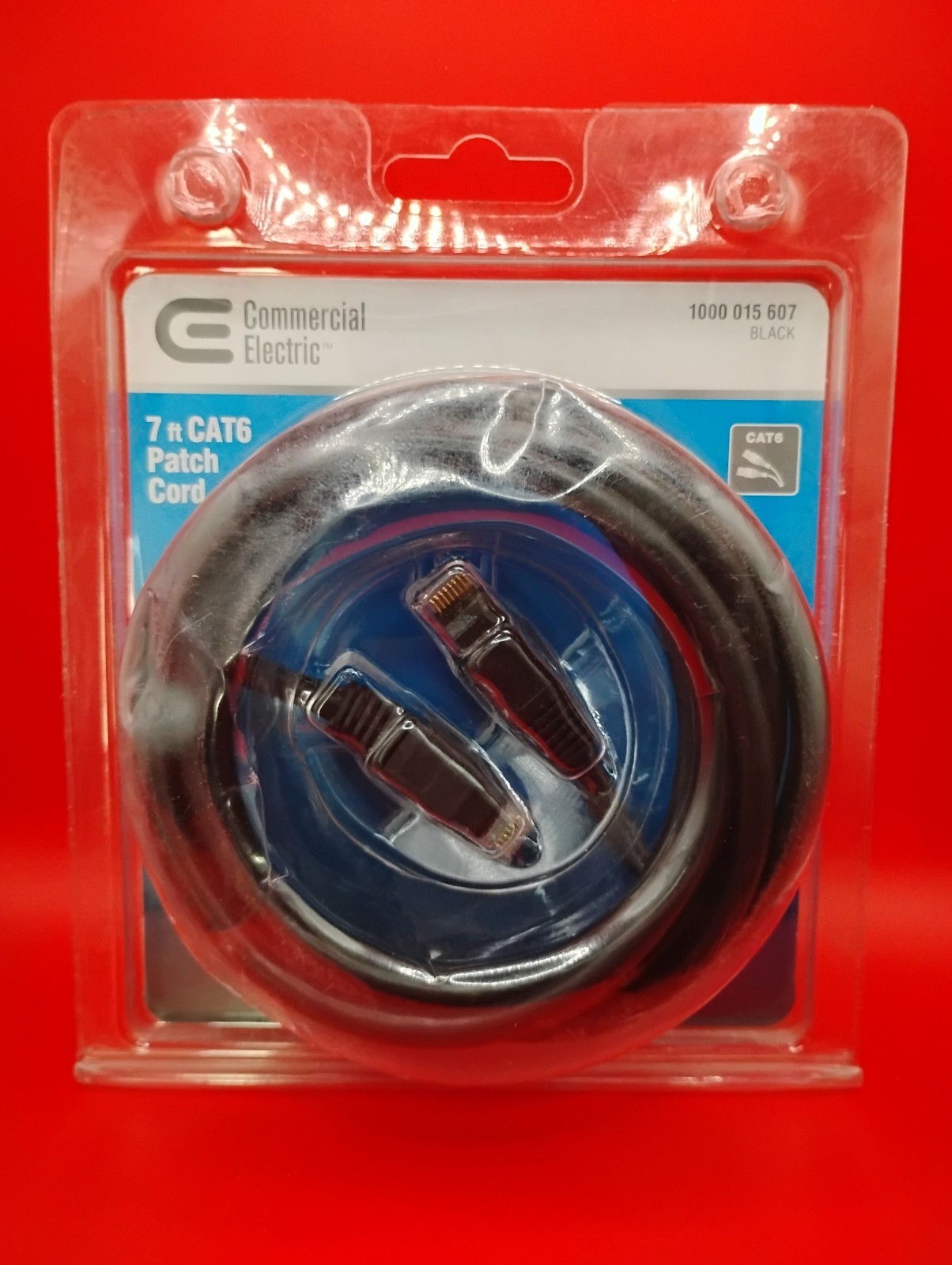 Commercial Electric 7 ft CAT6 Patch Cord Black - 1000 015 607. NEW SEALED