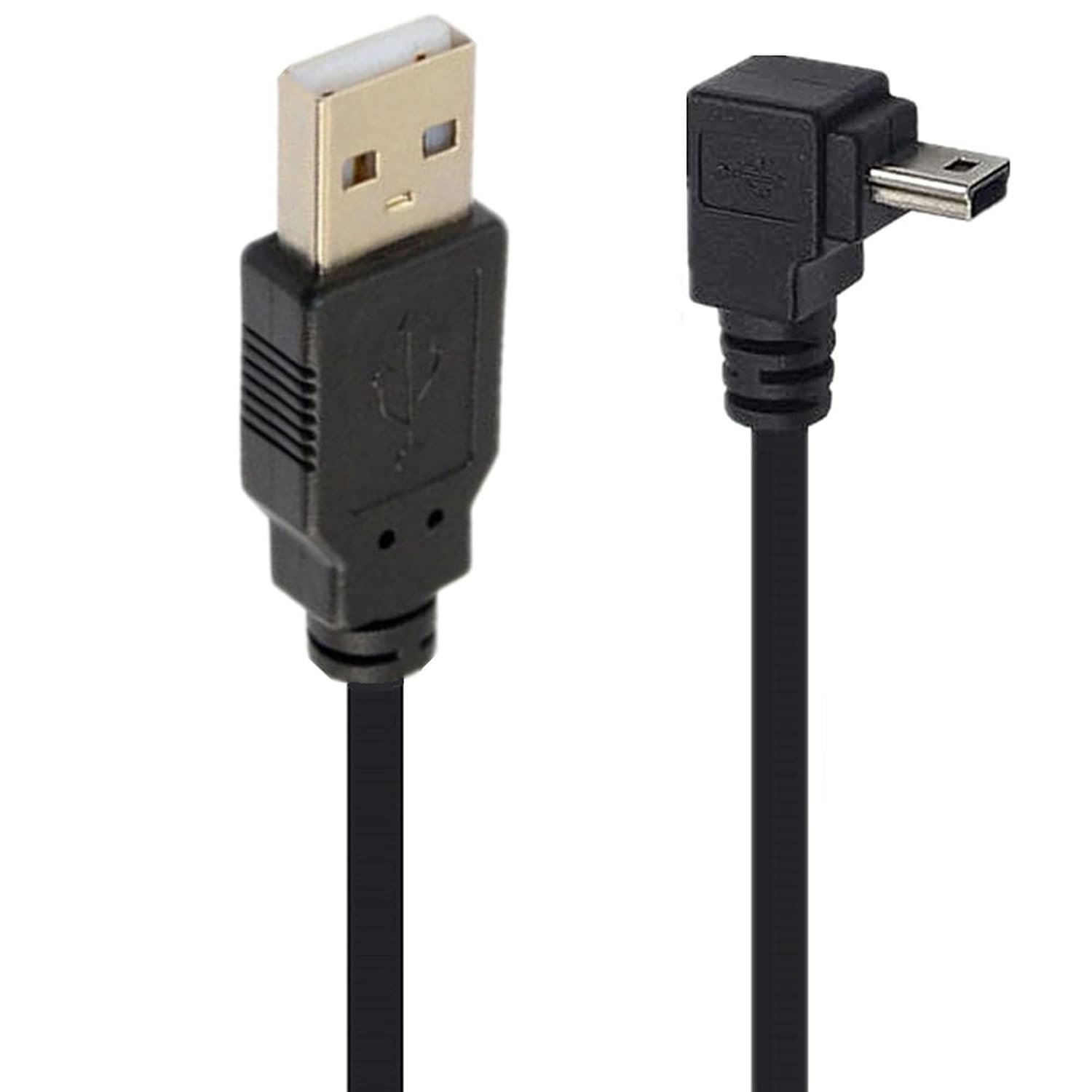 90 Degree Mini USB Extension Cable Black down Angle 4.9FT | Mini 5Pin USB B