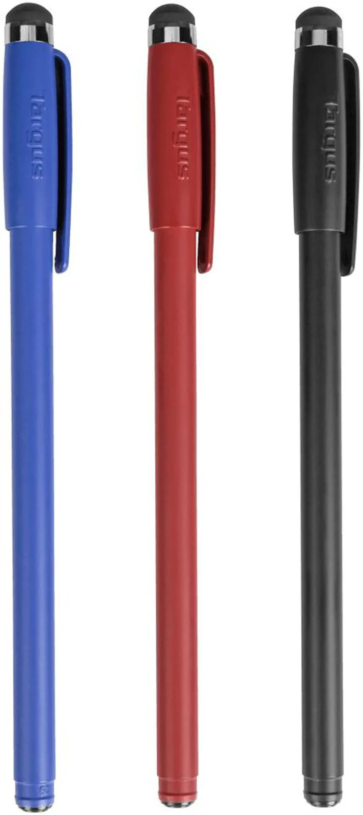 Targus Antimicrobial Stylus & Pen (3 Pack) Color Black, Red, Blue AMM0601TBUS