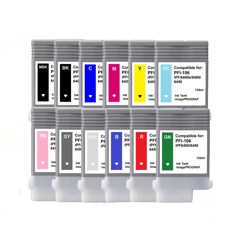 Full Set of 12 colors of  PFI-106 InkTank for Canon IPF 6400s 6400se 6400 6450