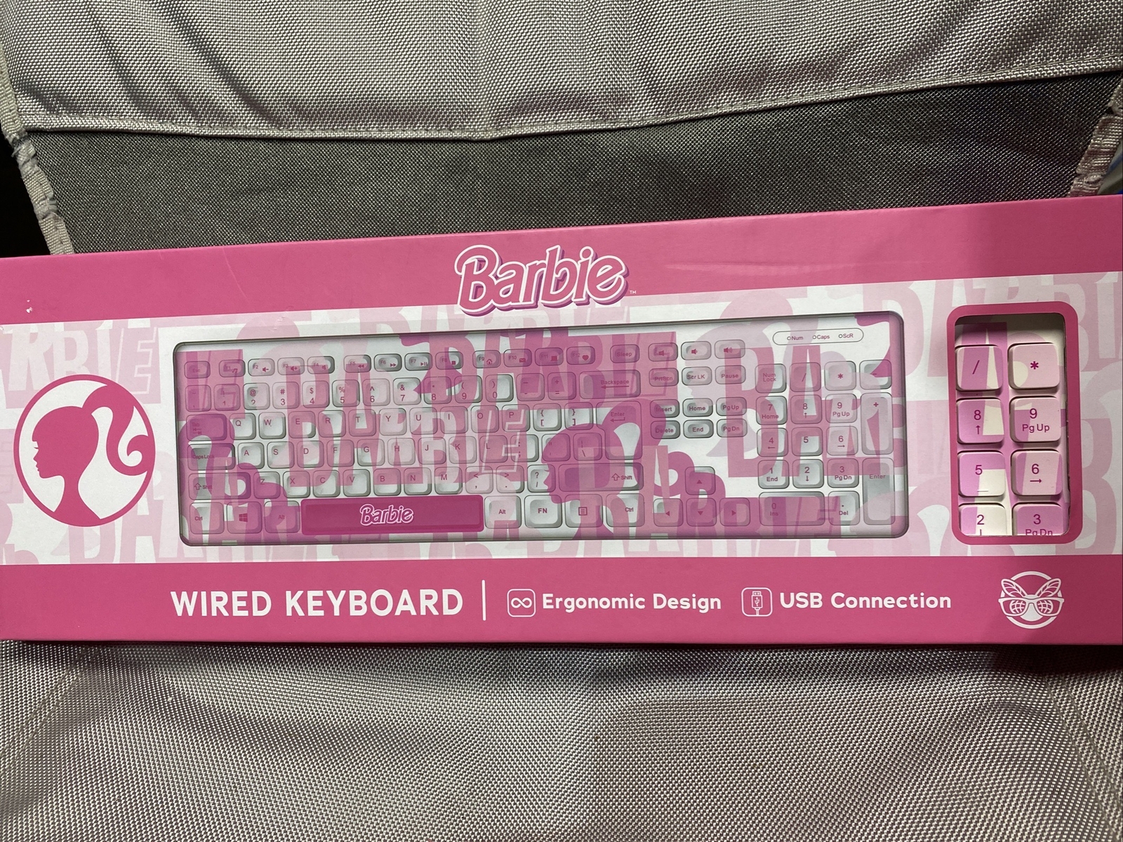 Barbie Wired USB Keyboard  Pink Ergonomic Design Culturefly Computer Movie NEW