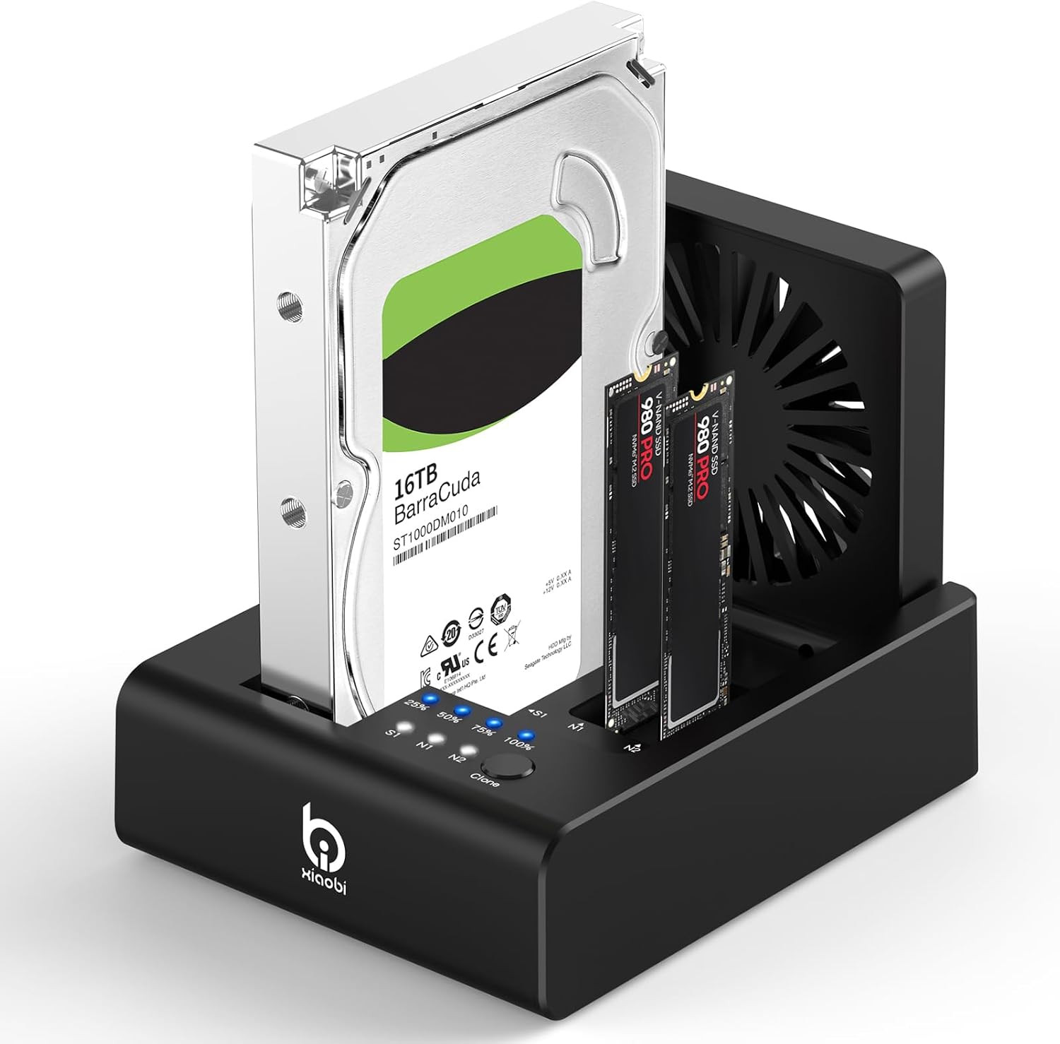 M.2 Nvme & SATA Hard Drive Docking Station, Offline Cloning, Cooling Fan