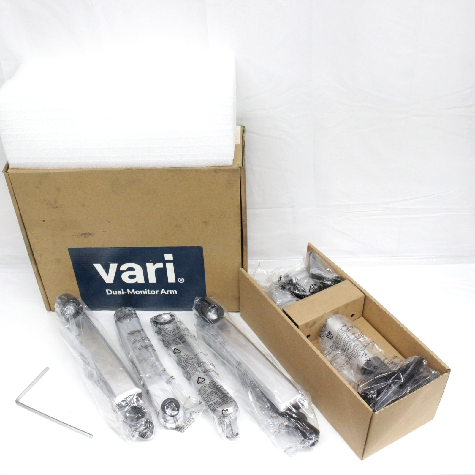 Vari Dual Monitor Arm 360 Gray VESA Desk Mount 48003 Fits 2 Screens Up To 24"