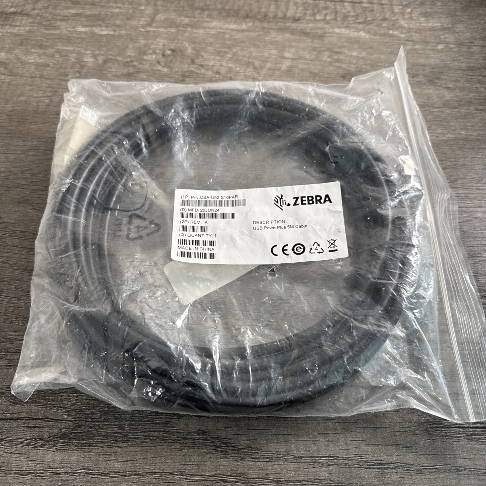 CBA-U52-S16PAR Zebra Powerplus USB Cable-12V-5m/16 Feet (New) for MP7001/MP6000