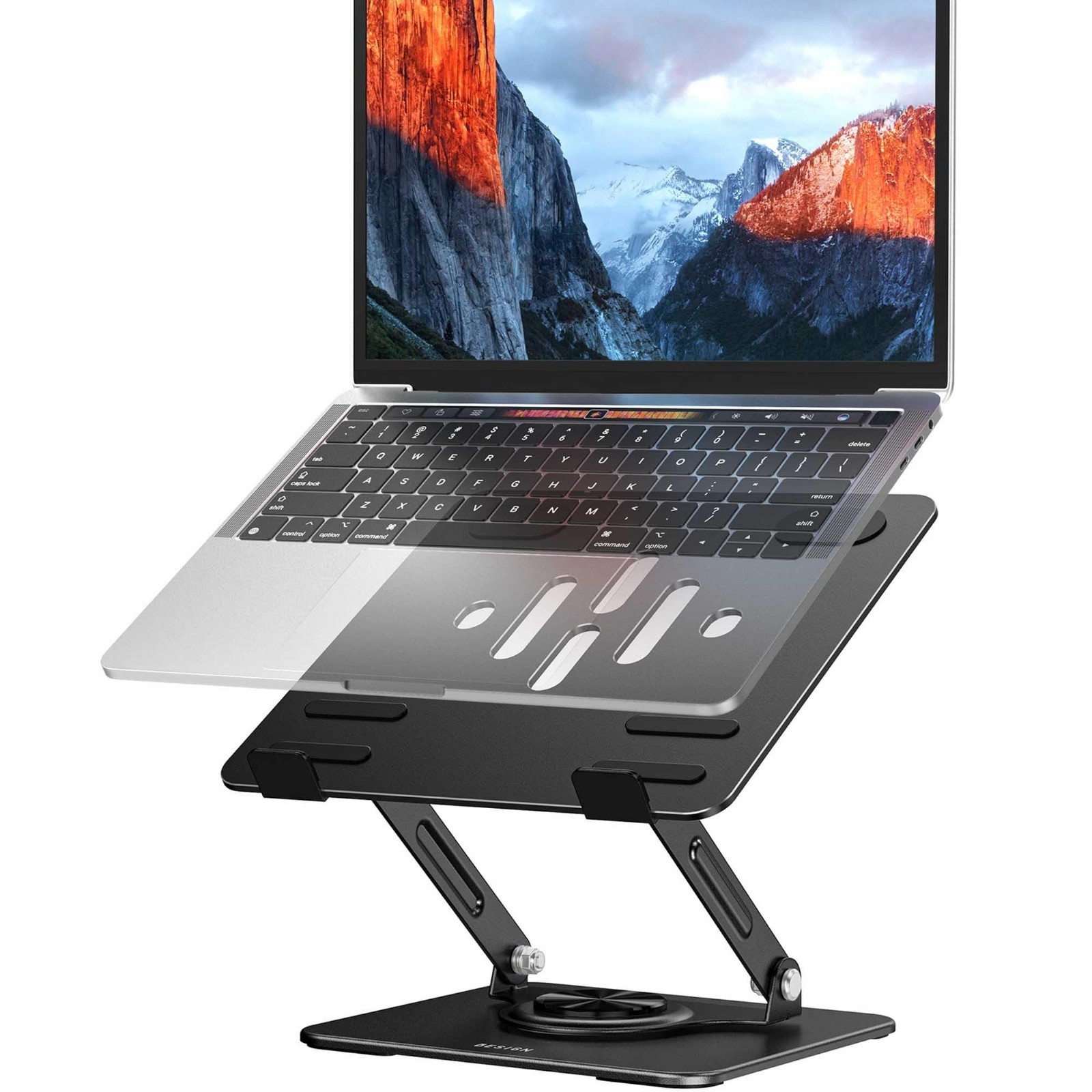 Laptop Stand with Adjustable Height, 360 Degree Rotating Base, Ergonomic