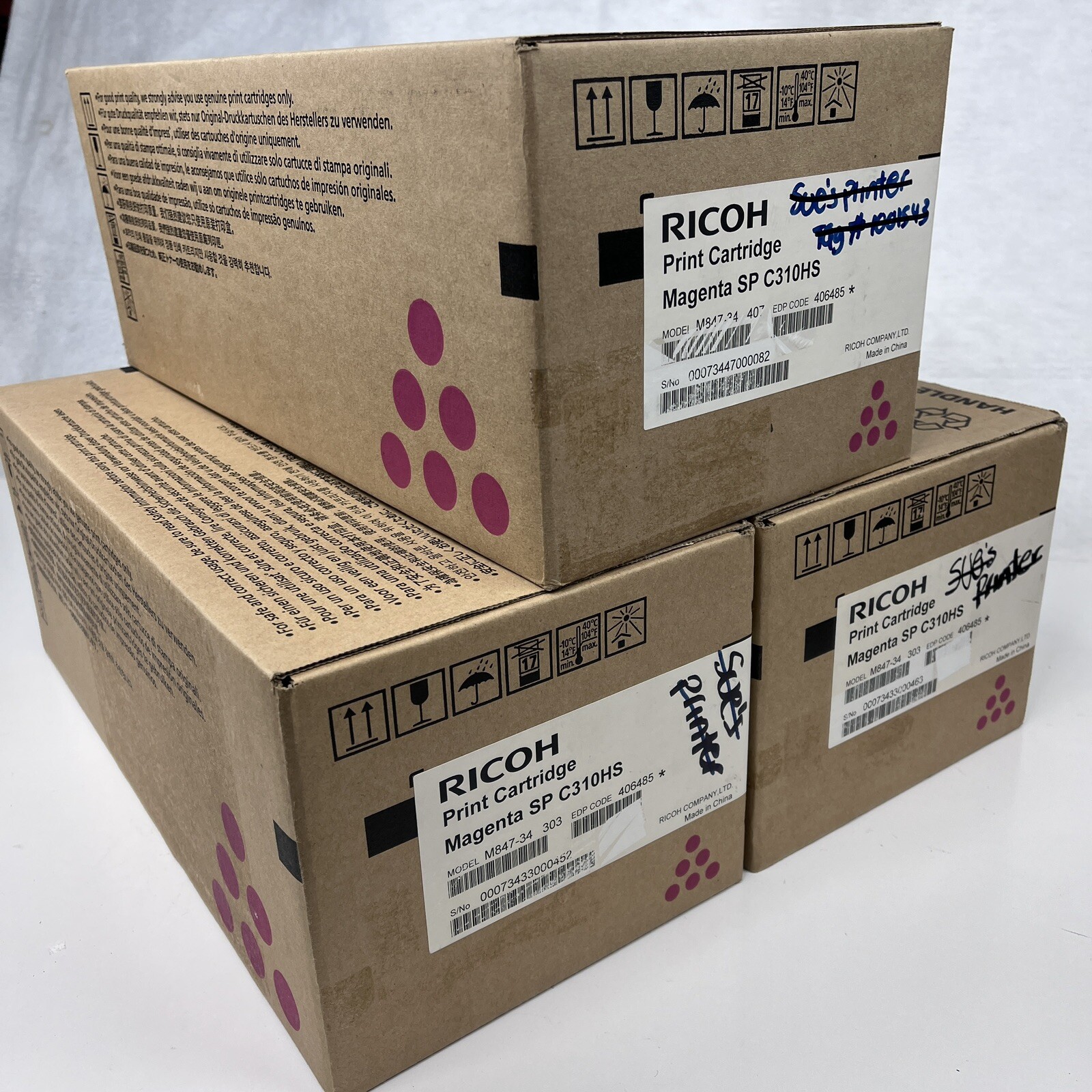 3x GENUINE Ricoh SP C310HS Magenta Print Cartridge - Bundle