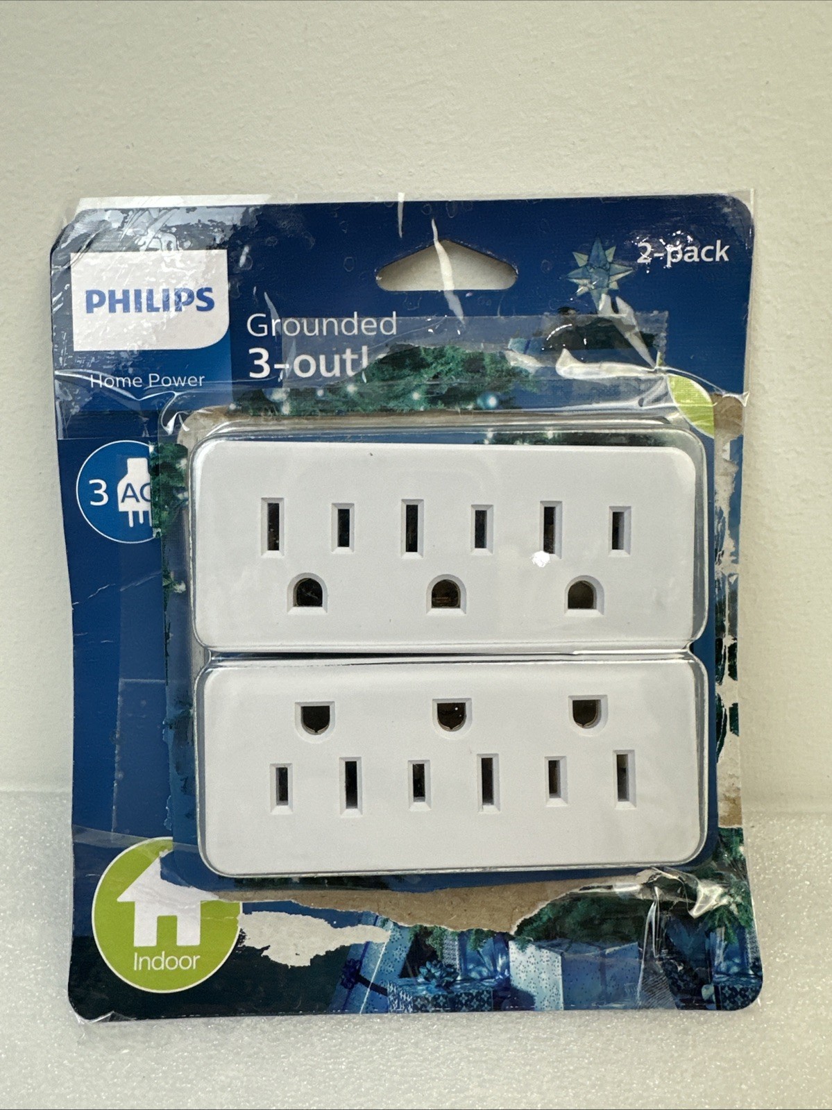Philips Grounded 3 Outlet Taps - Home Power - Indoor - 2 Pack
