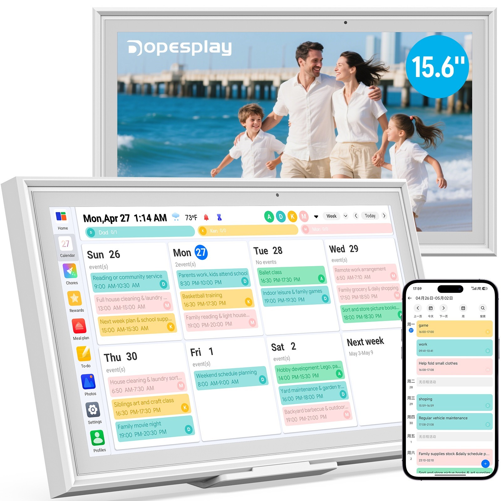 Dopesplay | 15.6'' Digital Calendar Touchscreen Photo Frame 64GB Wi-Fi Wall/Desk