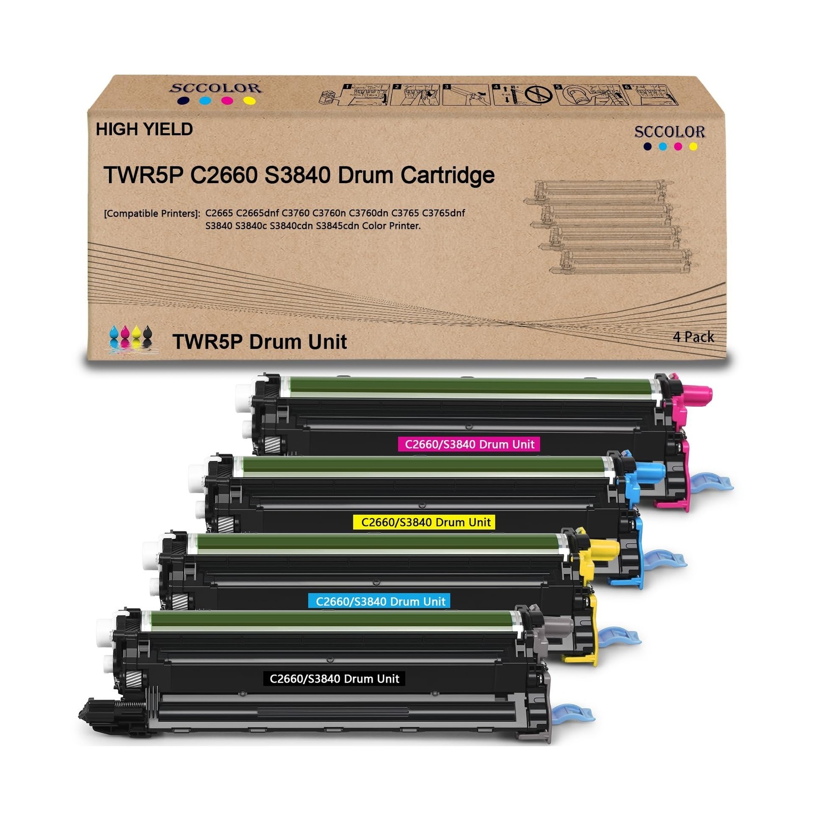 TWR5P C2660 S3840 Drum Cartridge / Imaging Kit 331-8434 Replacement for Dell ...