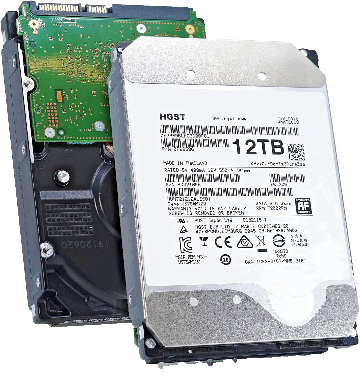 HGST Ultrastar DC HC520 12TB HUH721212ALE601 0F29596 7.2K RPM SATA 3.5" HDD