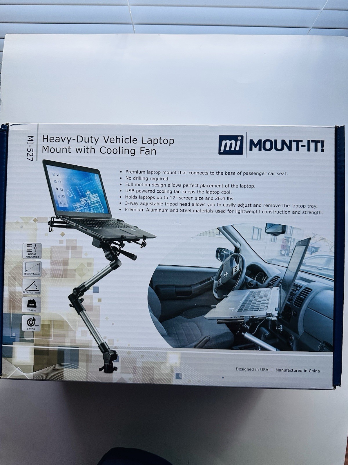 New In Box Mount-it Heavy Duty Vehicle Laptop Mount With Cooling Fan