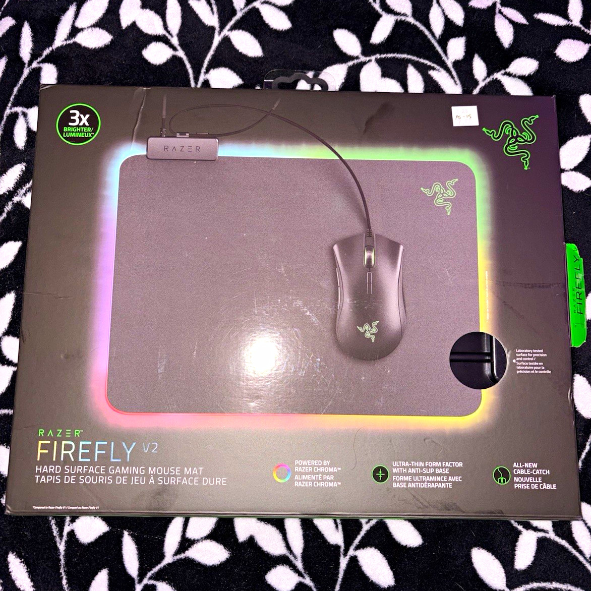 Razer Firefly V2 Hard Surface Gaming Mouse Pad RGB Illuminated Non-Slip Black