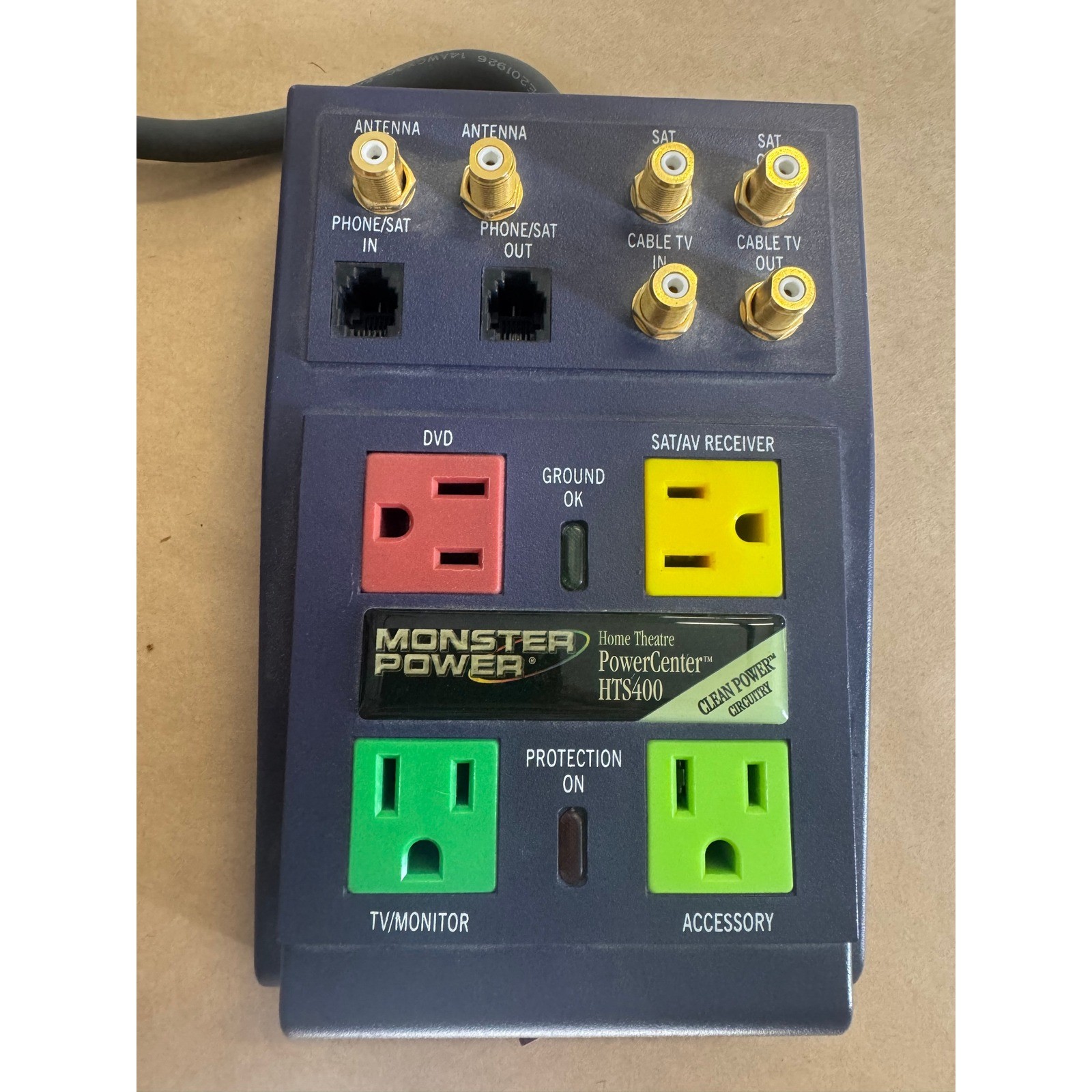 Monster Power PowerCenter HTS400 Home Theater Surge Protector Purple 4 Outlet