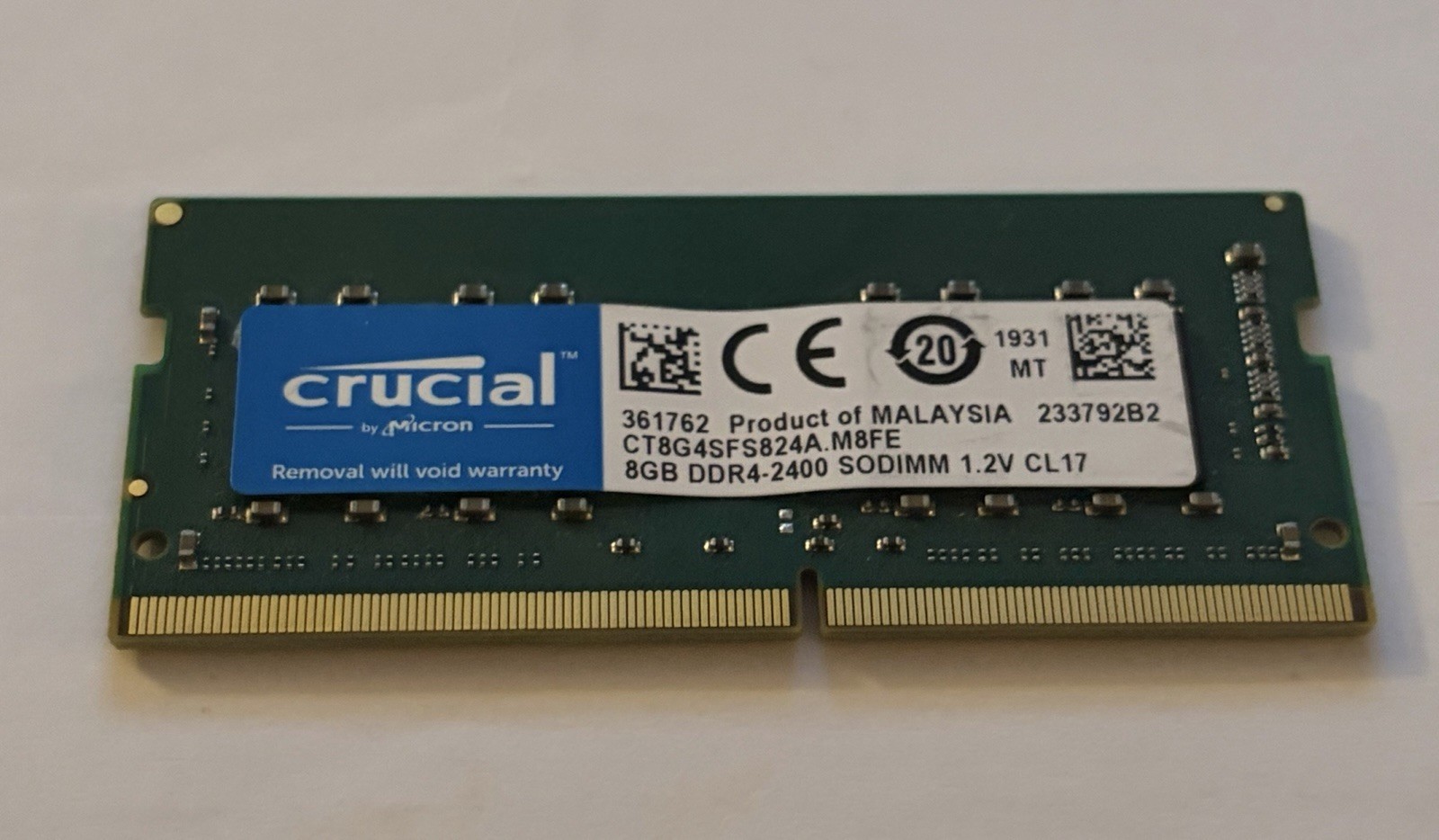 Crucial SODIMM 8GB (1x8GB) RAM DDR4 2400MHz MEMORY CT8G4SFS824A.M8FE