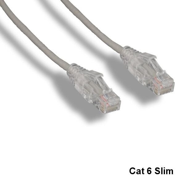 KNTK Gray 10ft Slim Cat6 UTP Ethernet Patch Cord OD 3.6MM 28AWG Networking RJ45