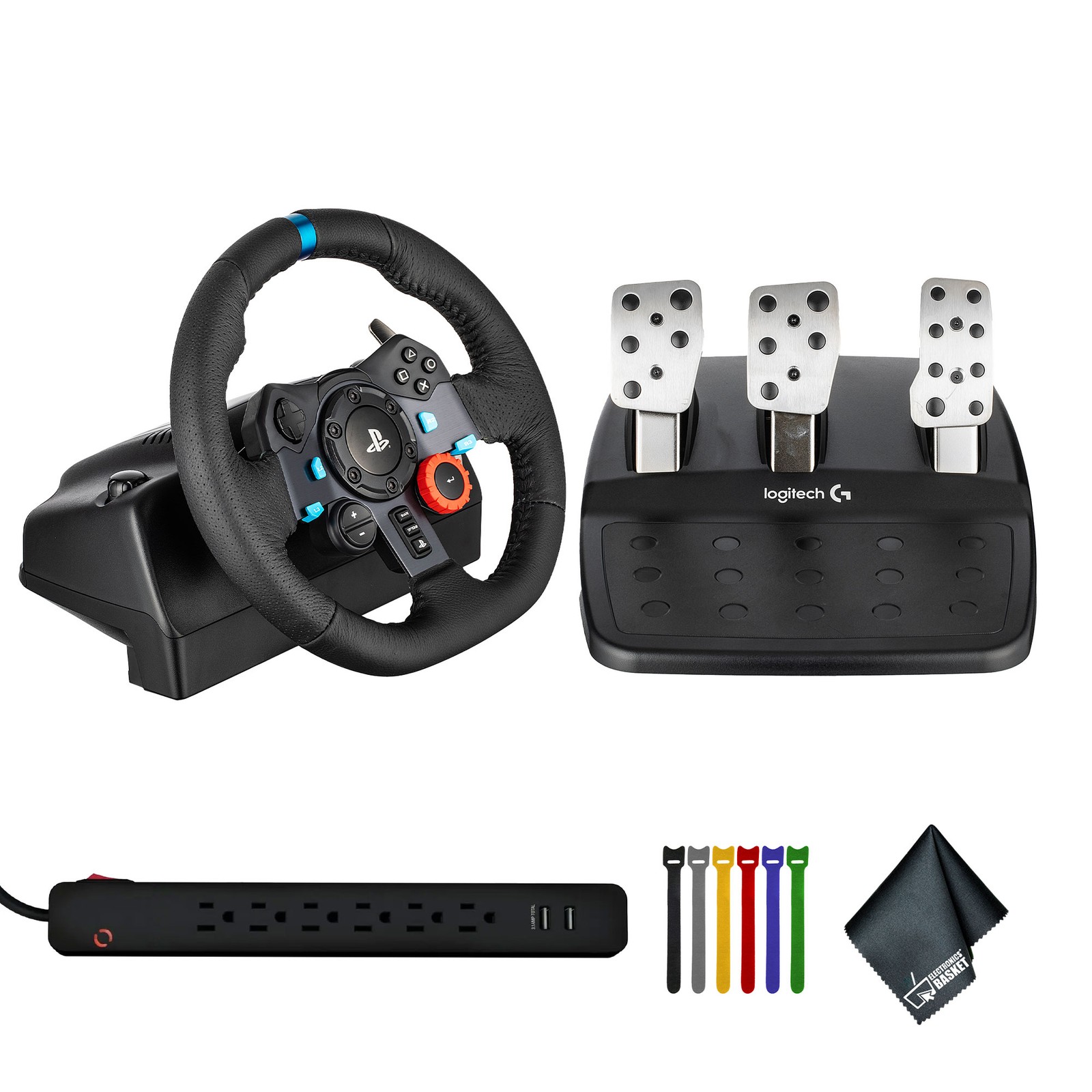 Logitech G G29 Driving Force Racing Wheel (PS5/PS4/PS3, PC) Bundle