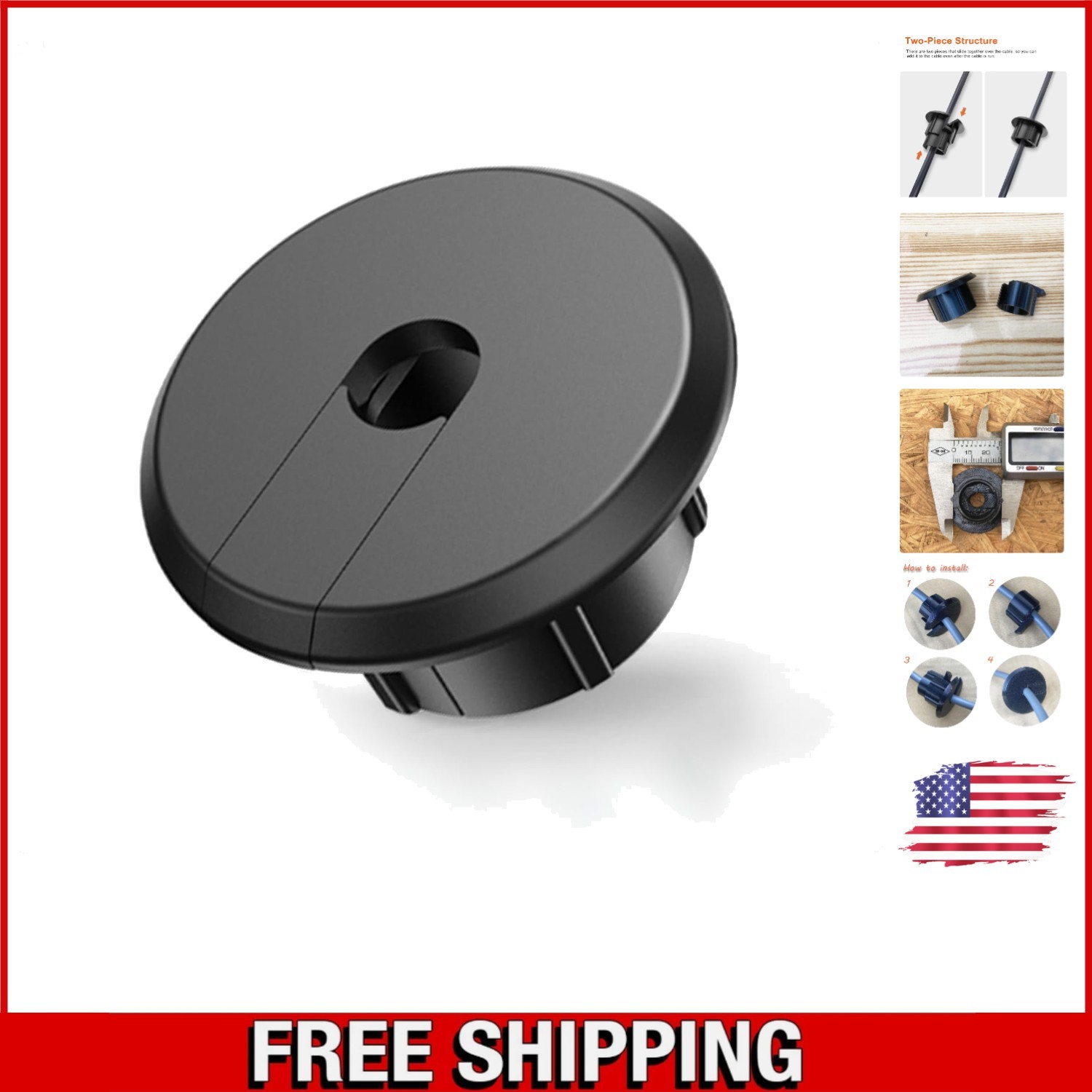Wall Bushing Grommet for Starlink Cables - 1" Hole, Elegant Black Design
