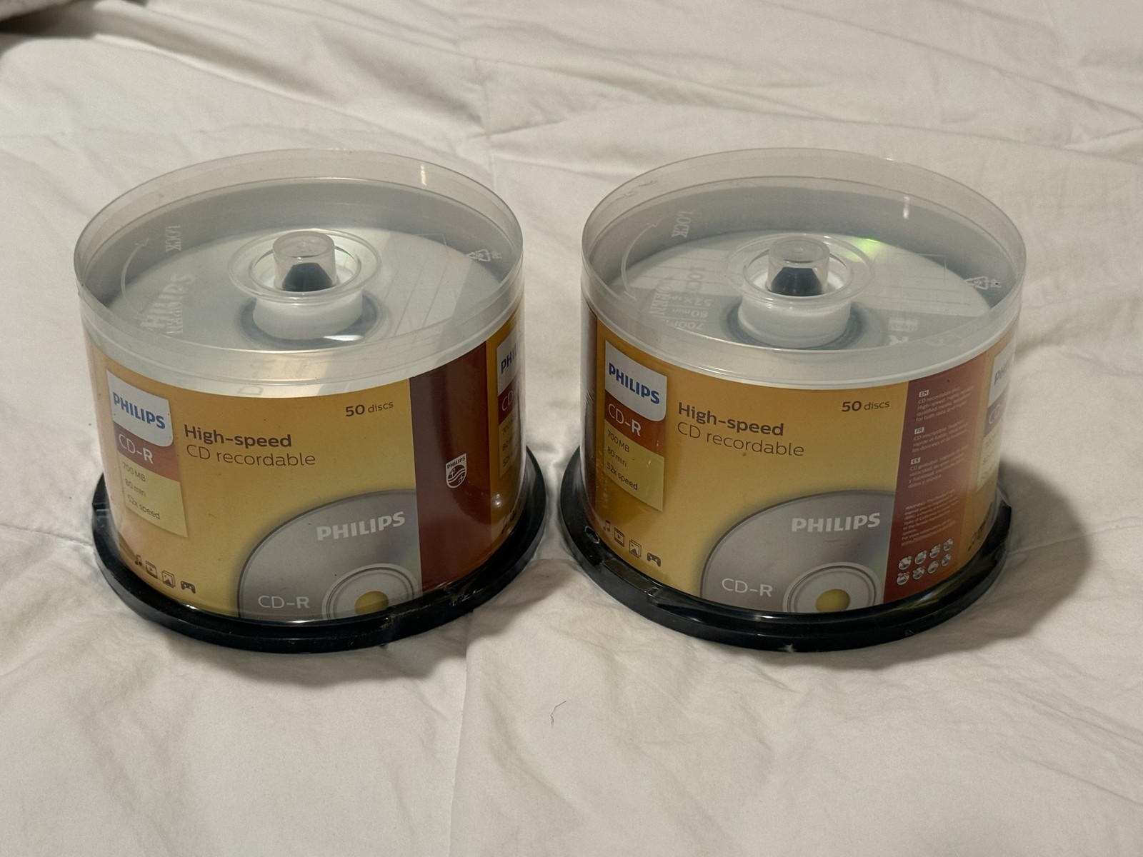 (2) Philips CD-R 700MB 52x Recordable Discs 50each