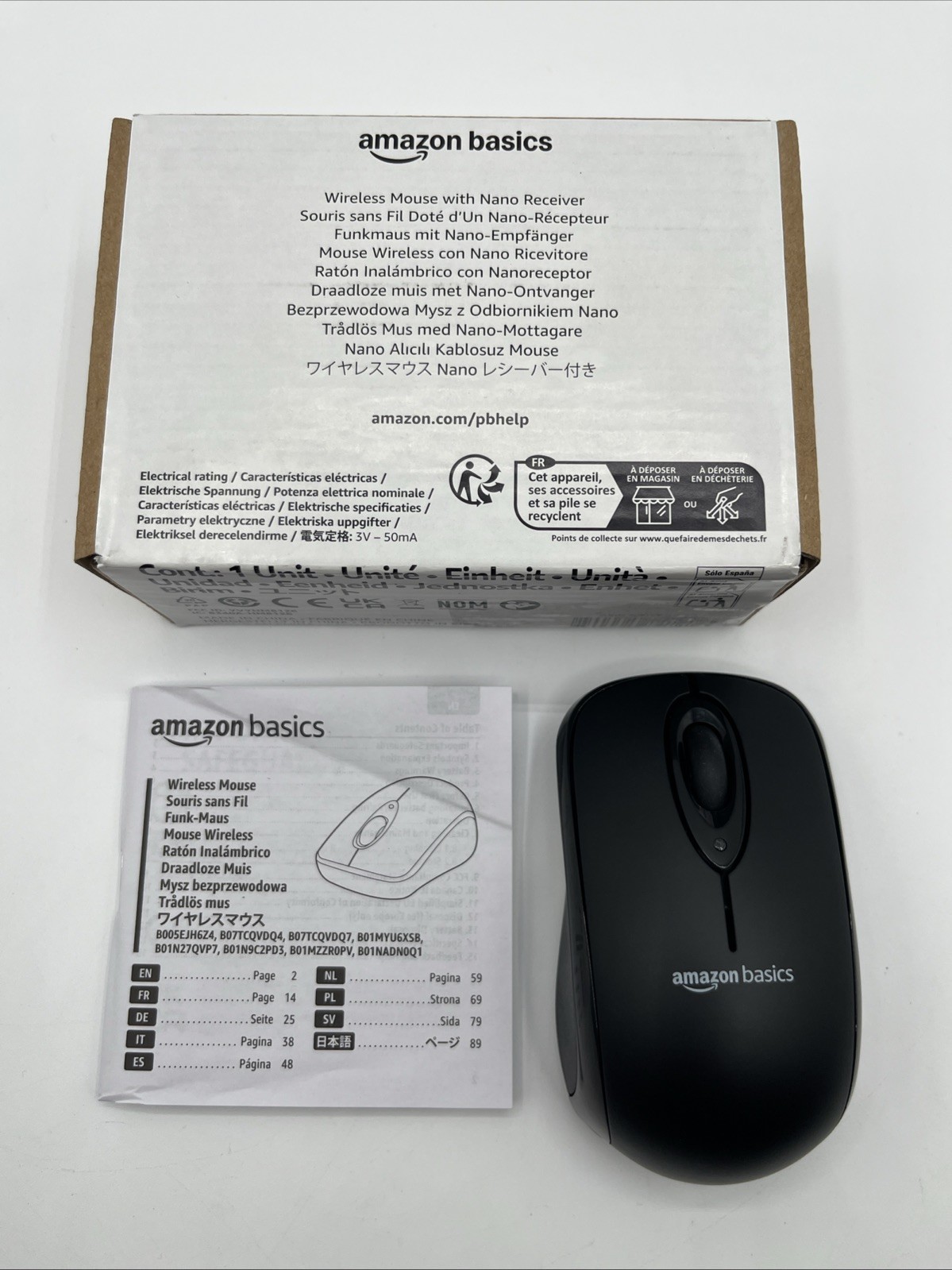 Amazon Basics 2.4 Ghz Wireless Optical Computer Mouse with USB Nano Receiver