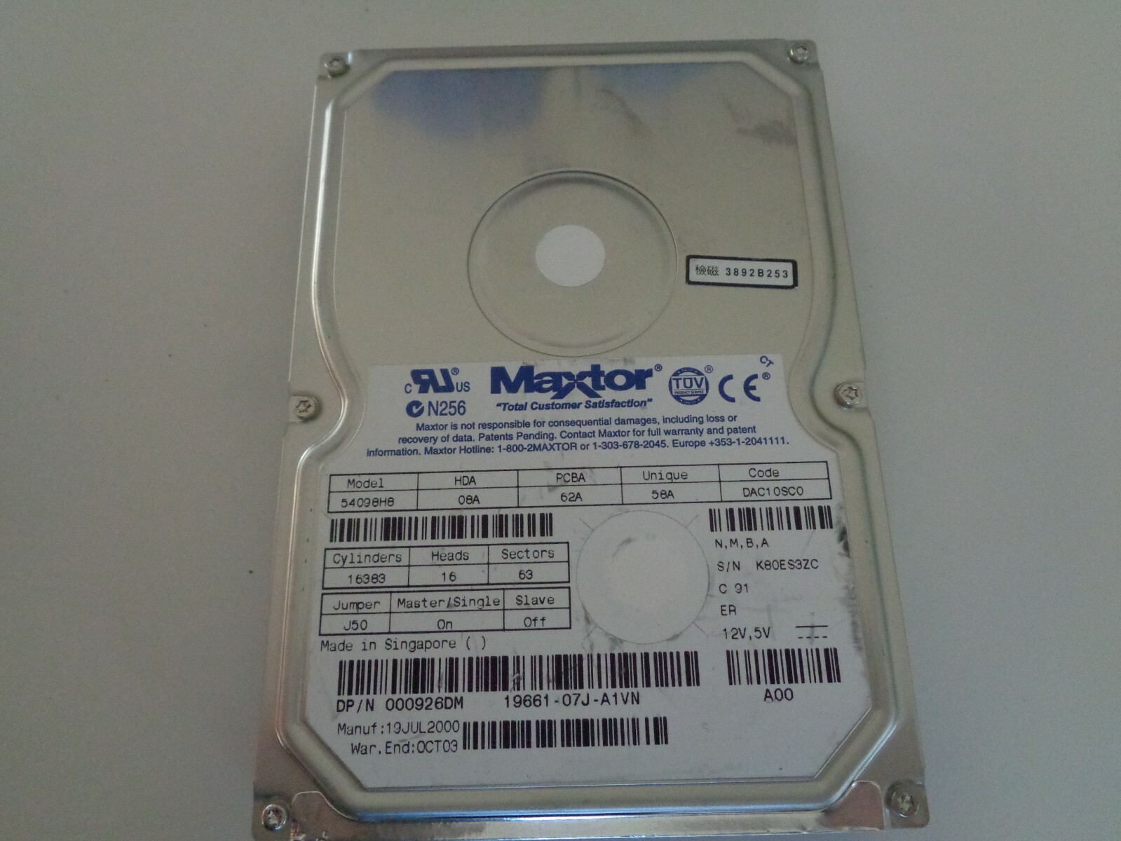 Maxtor 40GB 3.5" IDE Hard Drive 54098H8 - EXCELLENT CONDITION