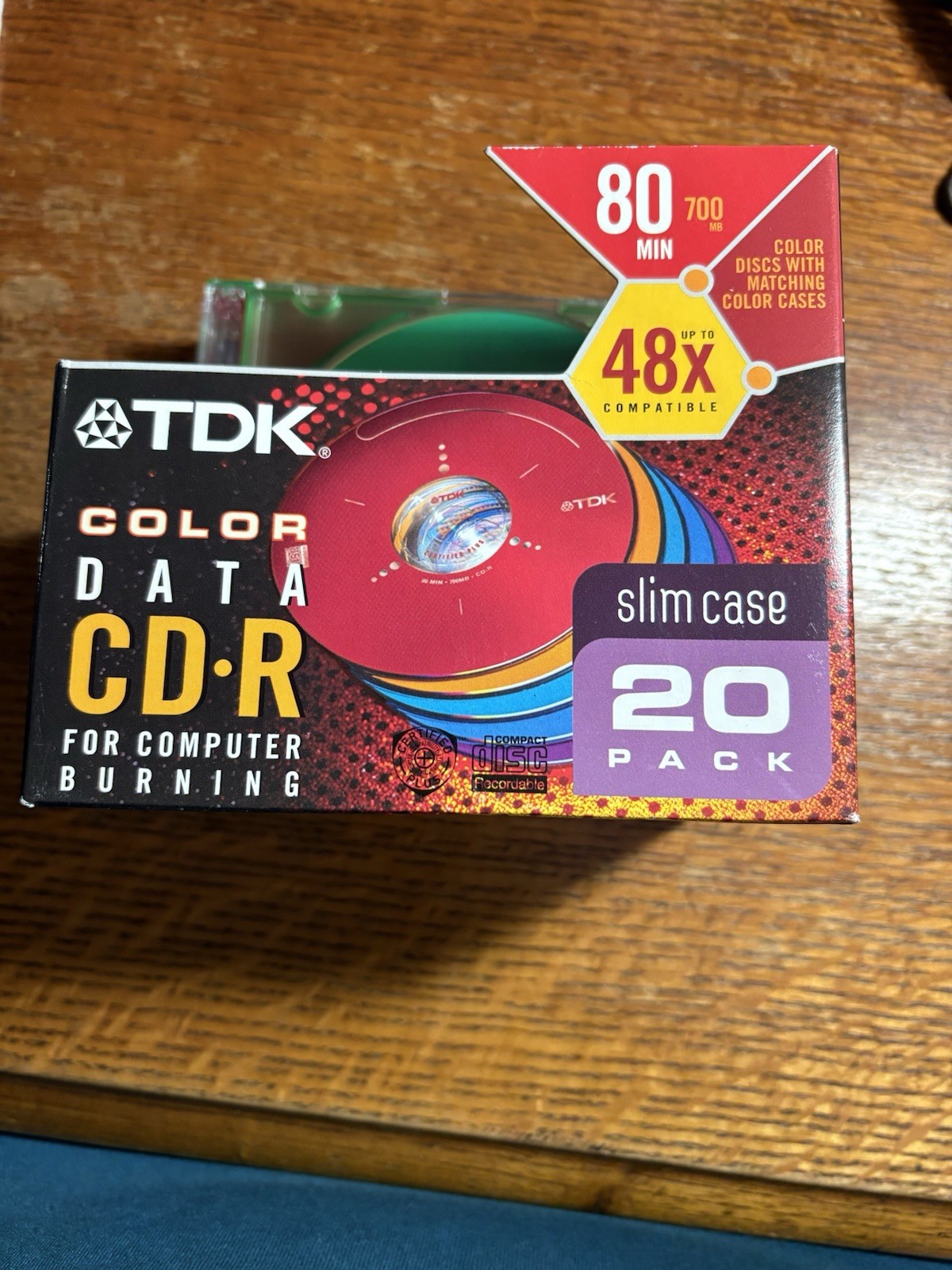 TDK Color CD-R 48X 80min 700MB 7 Pack New  Color CDs & Cases