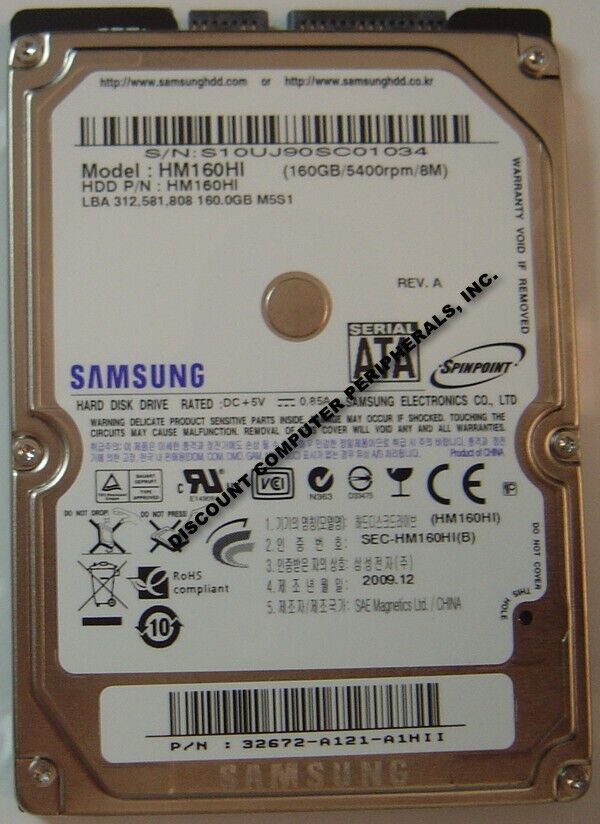 NEW HM160HI Samsung 160GB 2.5in SATA 9.5MM Hard Drive New Old Stock USA Seller